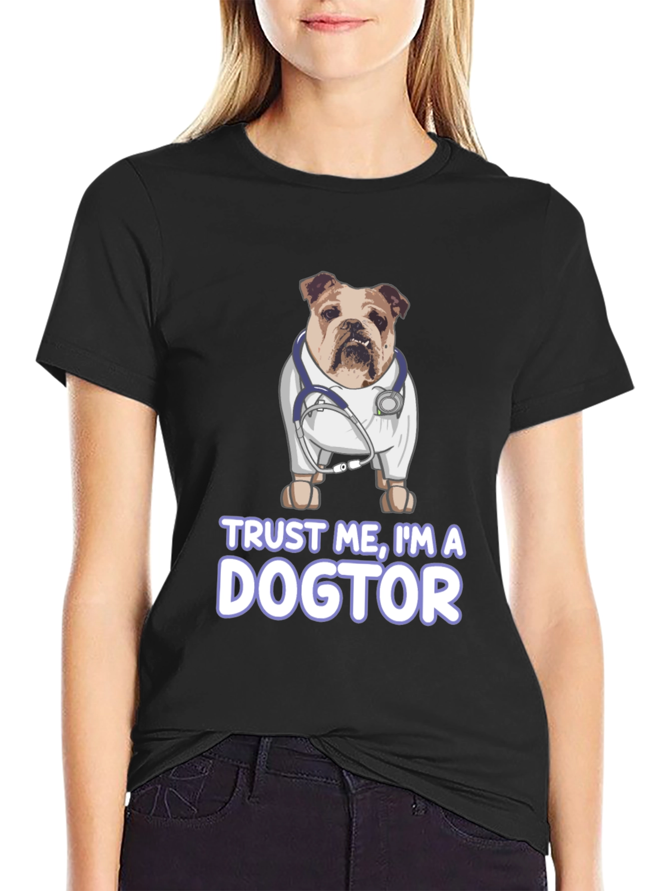 Black Dogtor T-Shirt - Bulldog Doctor Tee view 2