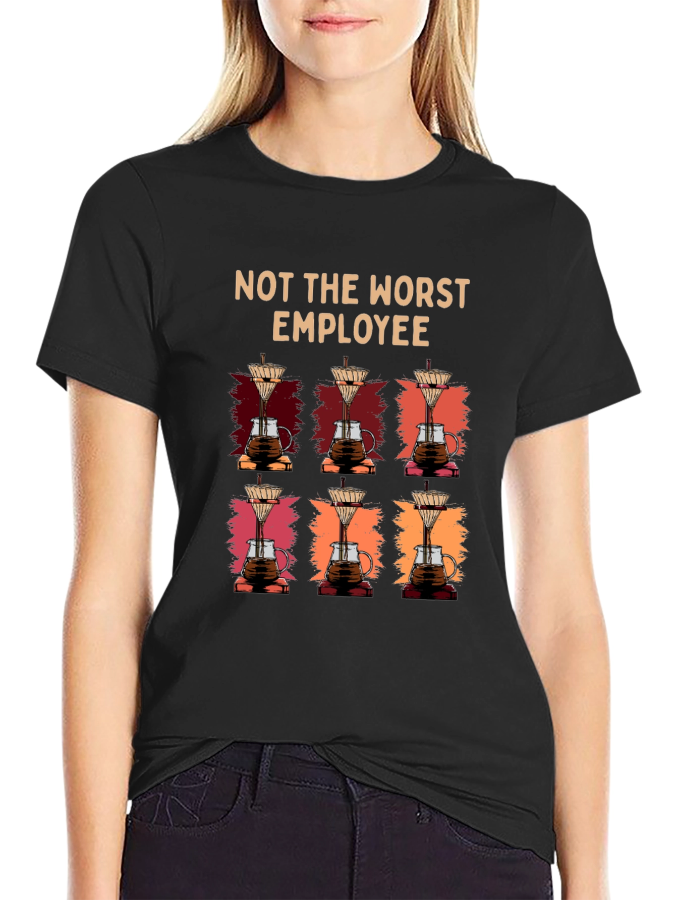 Black Not The Worst Employee Coffee T-Shirt view 2