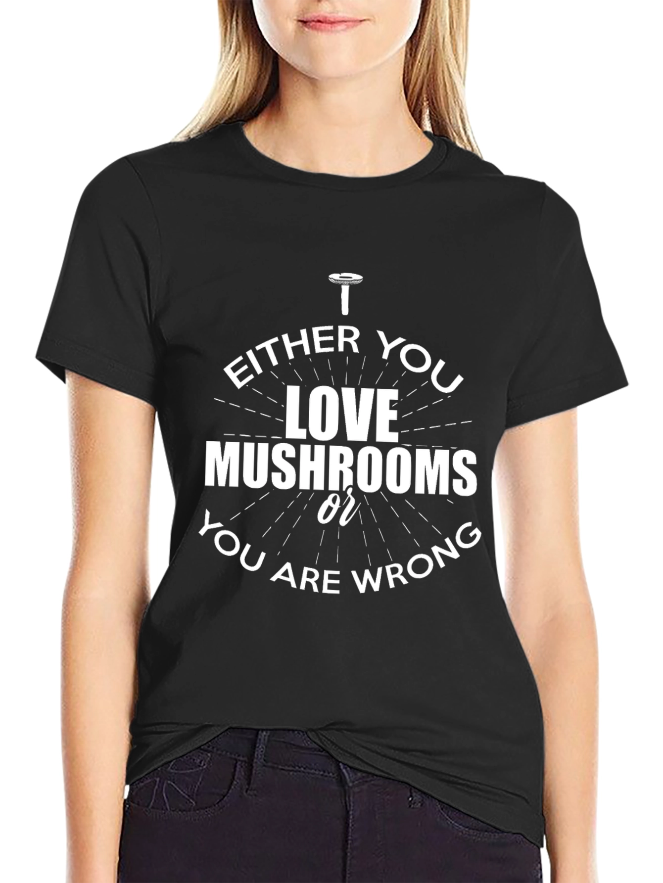 Black Mushroom Lover's T-Shirt -  EITHER YOU LOVE MUSHROOMS view 2
