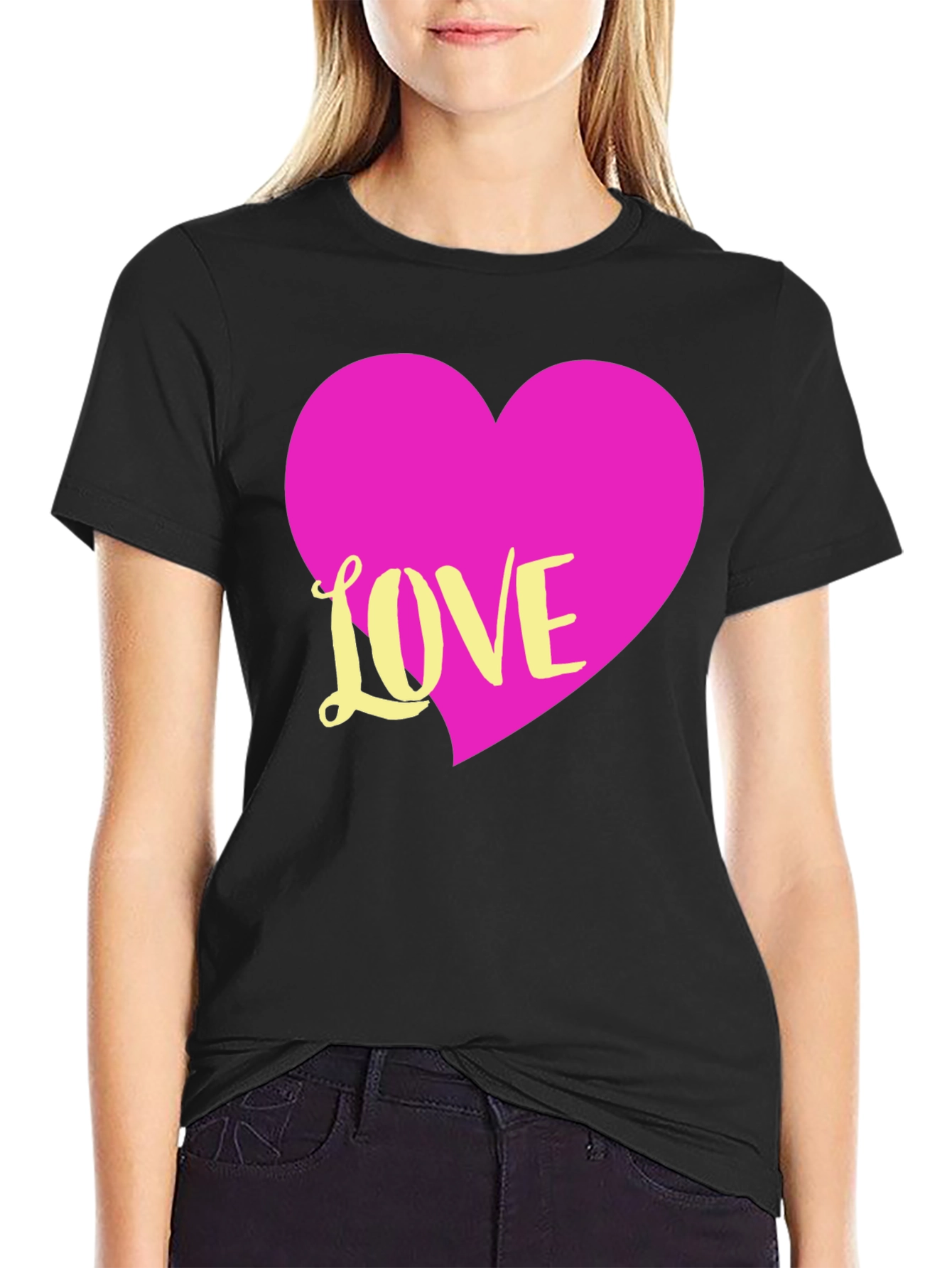 Black Love Heart T-Shirt - Graphic Tee view 2