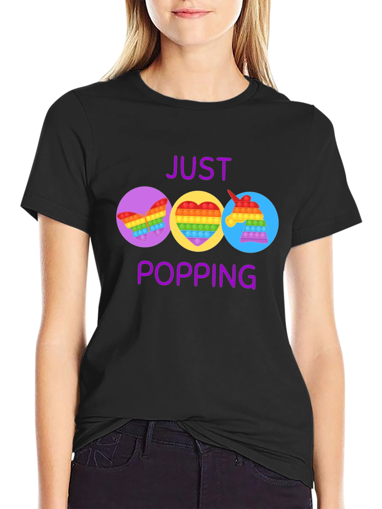 Black Just Popping Pop It Graphic T-Shirt view 2