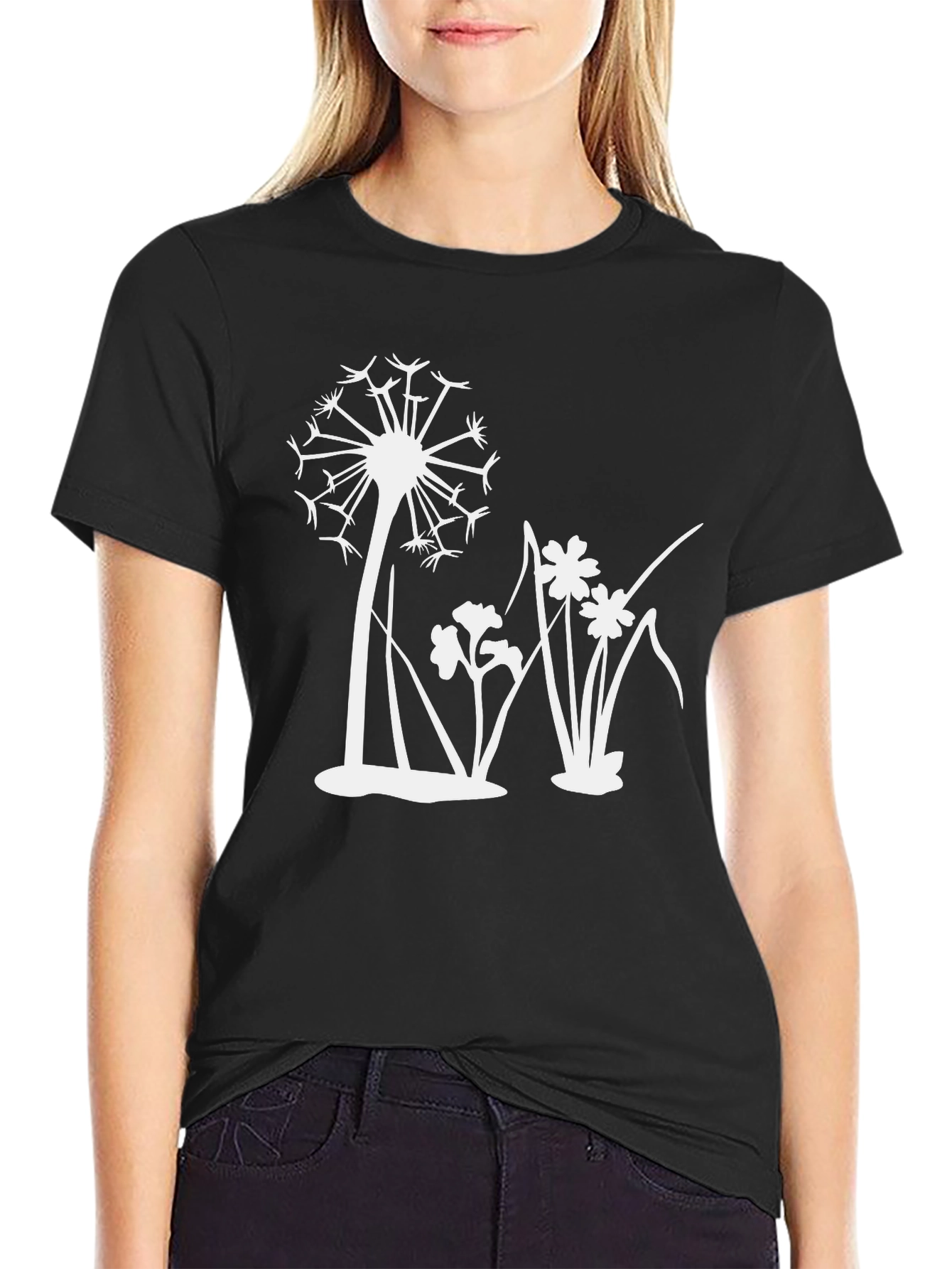 Black Dandelion Graphic Black T-Shirt view 2