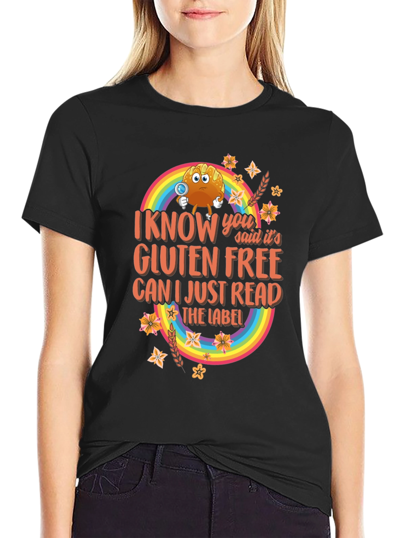 Black Gluten-Free T-Shirt: "Can I Just Read the Label?" view 2