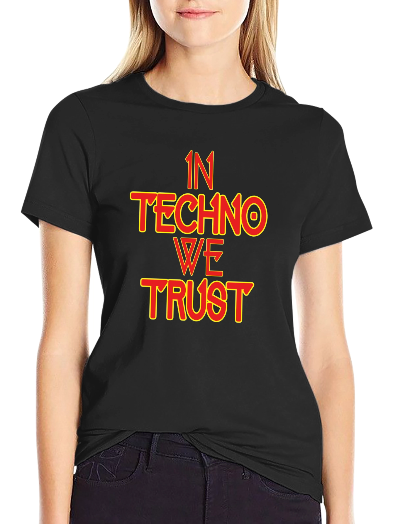 Black In Techno We Trust Graphic Tee - EDM Music Lover Shirt view 2