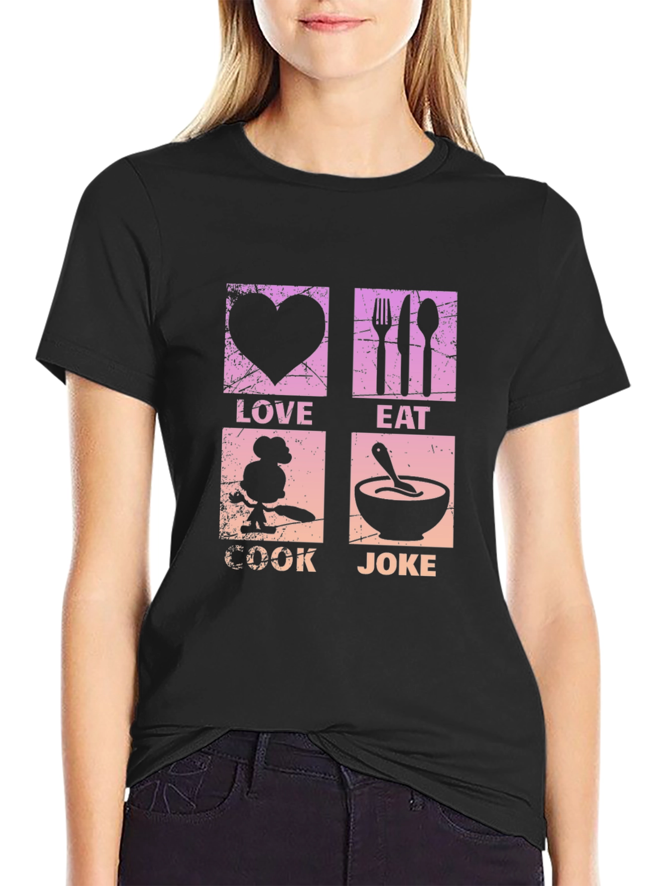 Black Love Eat Cook Joke T-Shirt view 2