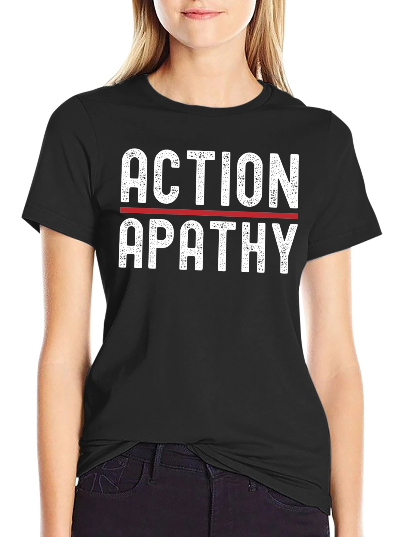 Black Action Apathy Graphic Tee - Black view 2