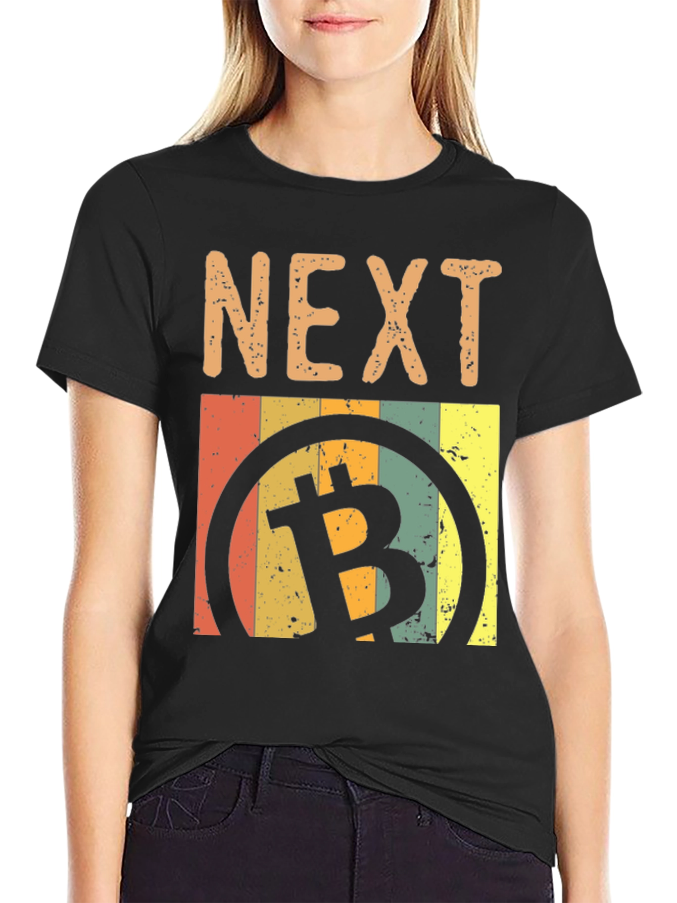 Black Next Bitcoin Retro Style Graphic Tee view 2