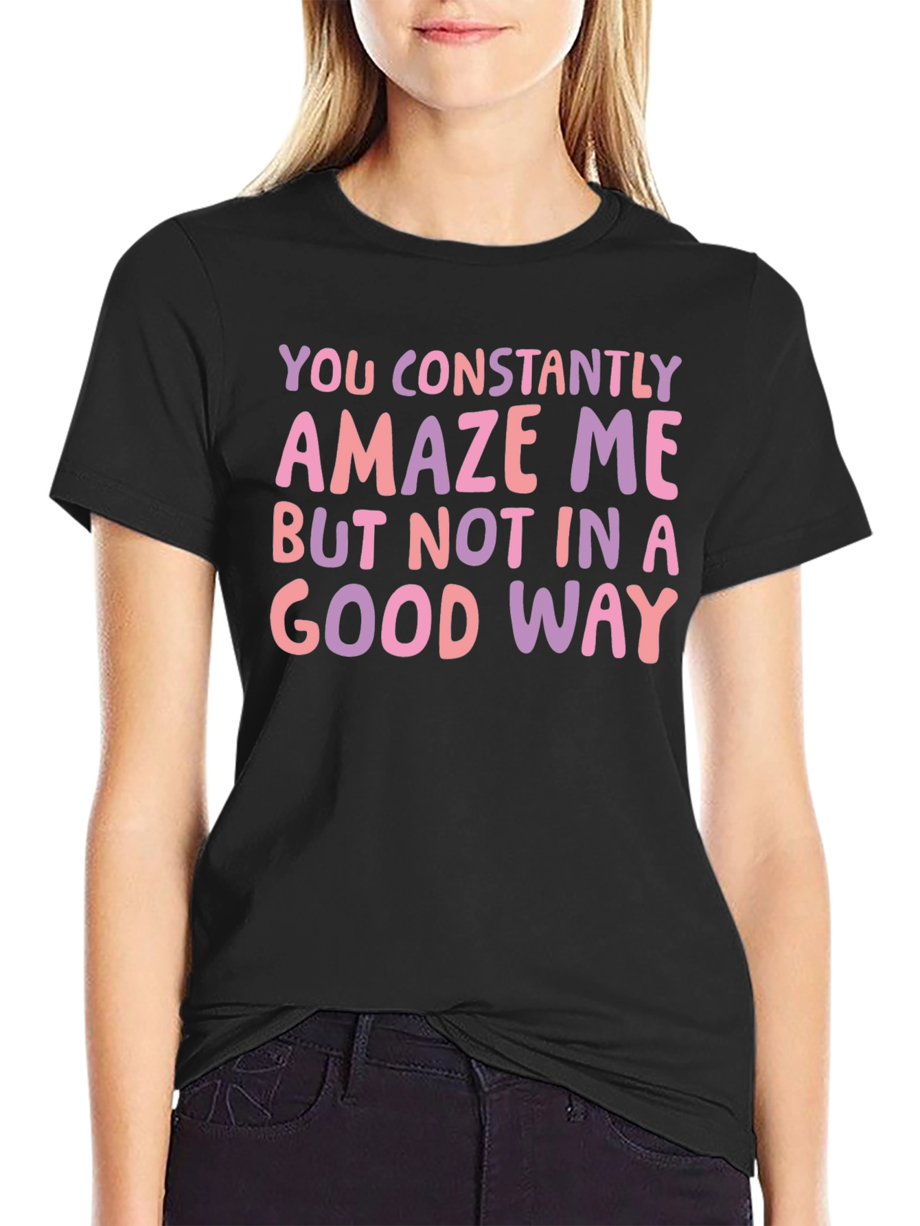 Black Constantly Amaze Me Funny Graphic Tee view 2
