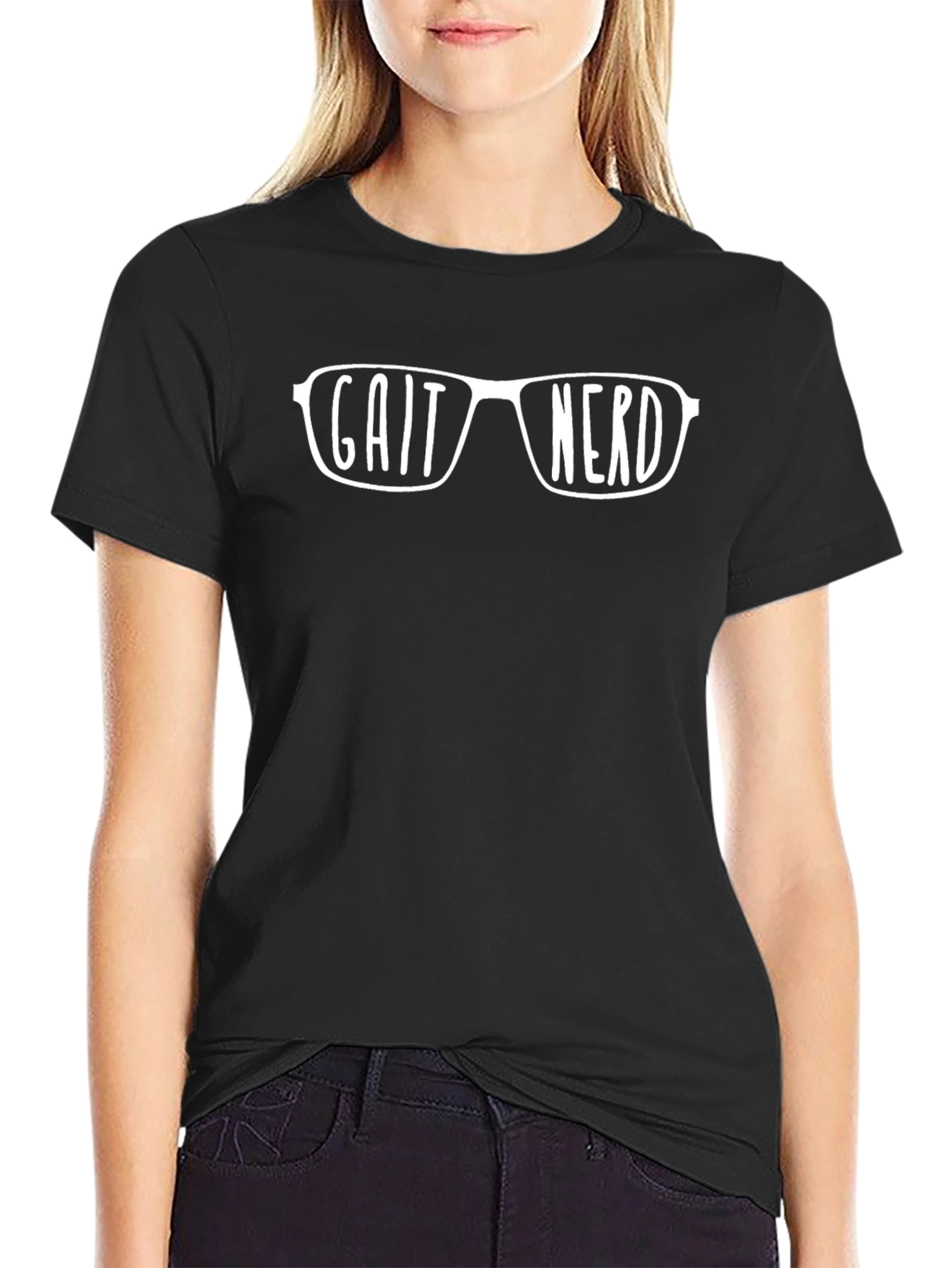 Black Gait Nerd Graphic Tee - Black Cotton T-Shirt view 2