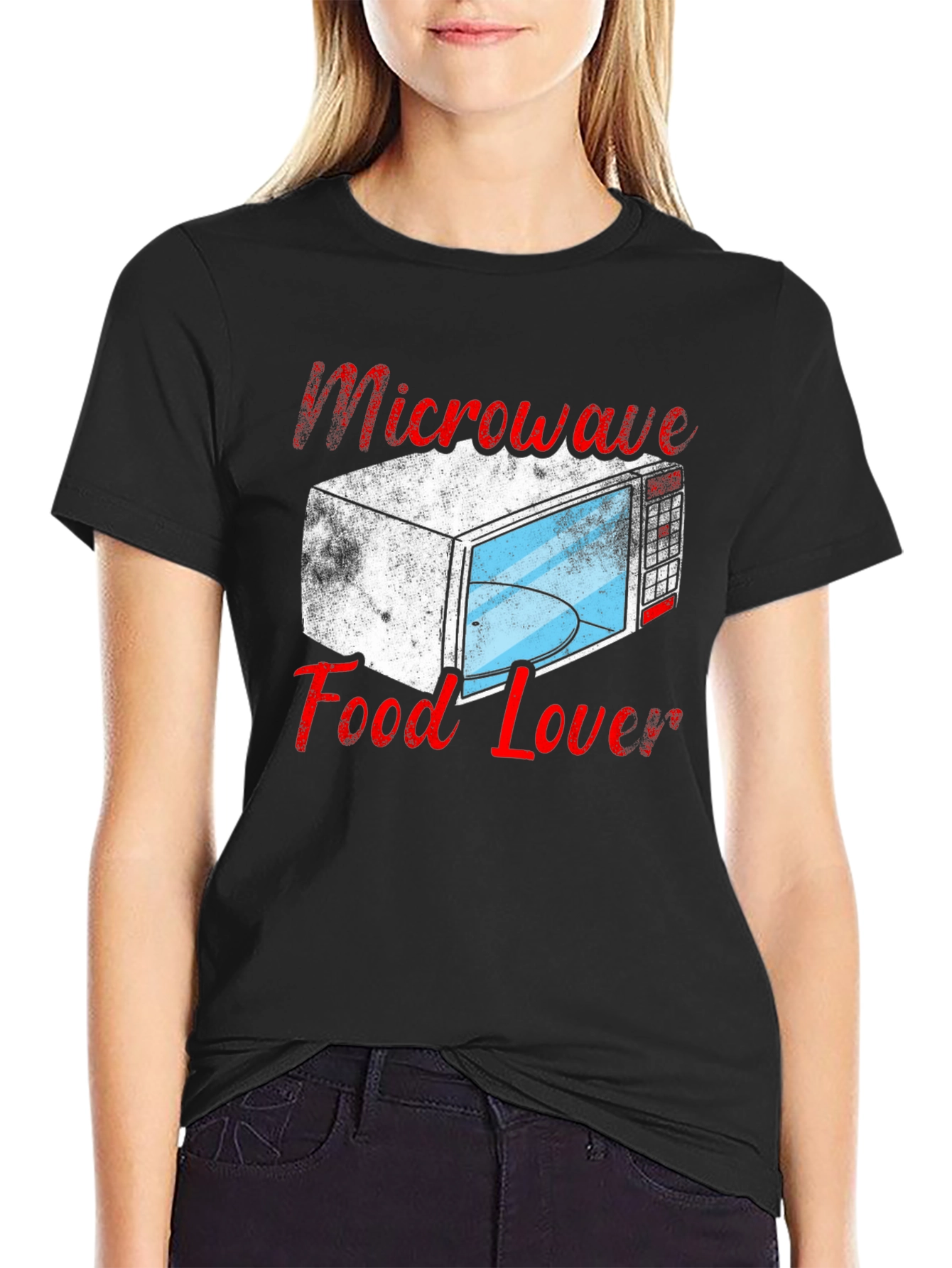 Black Microwave Food Lover T-Shirt - Funny Cook Tee view 2