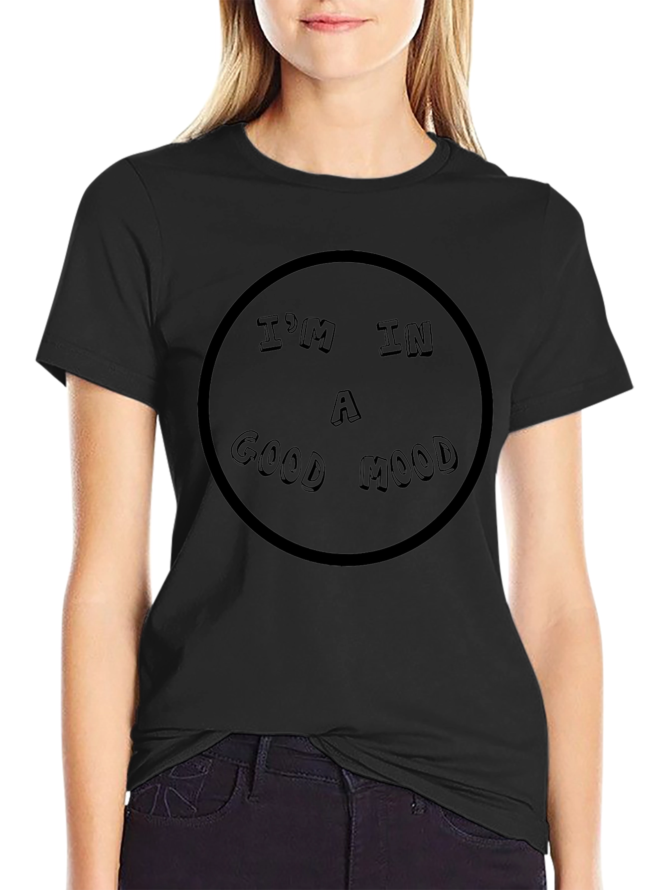 Black Good Mood Black T-Shirt - Graphic Tee for Men view 2