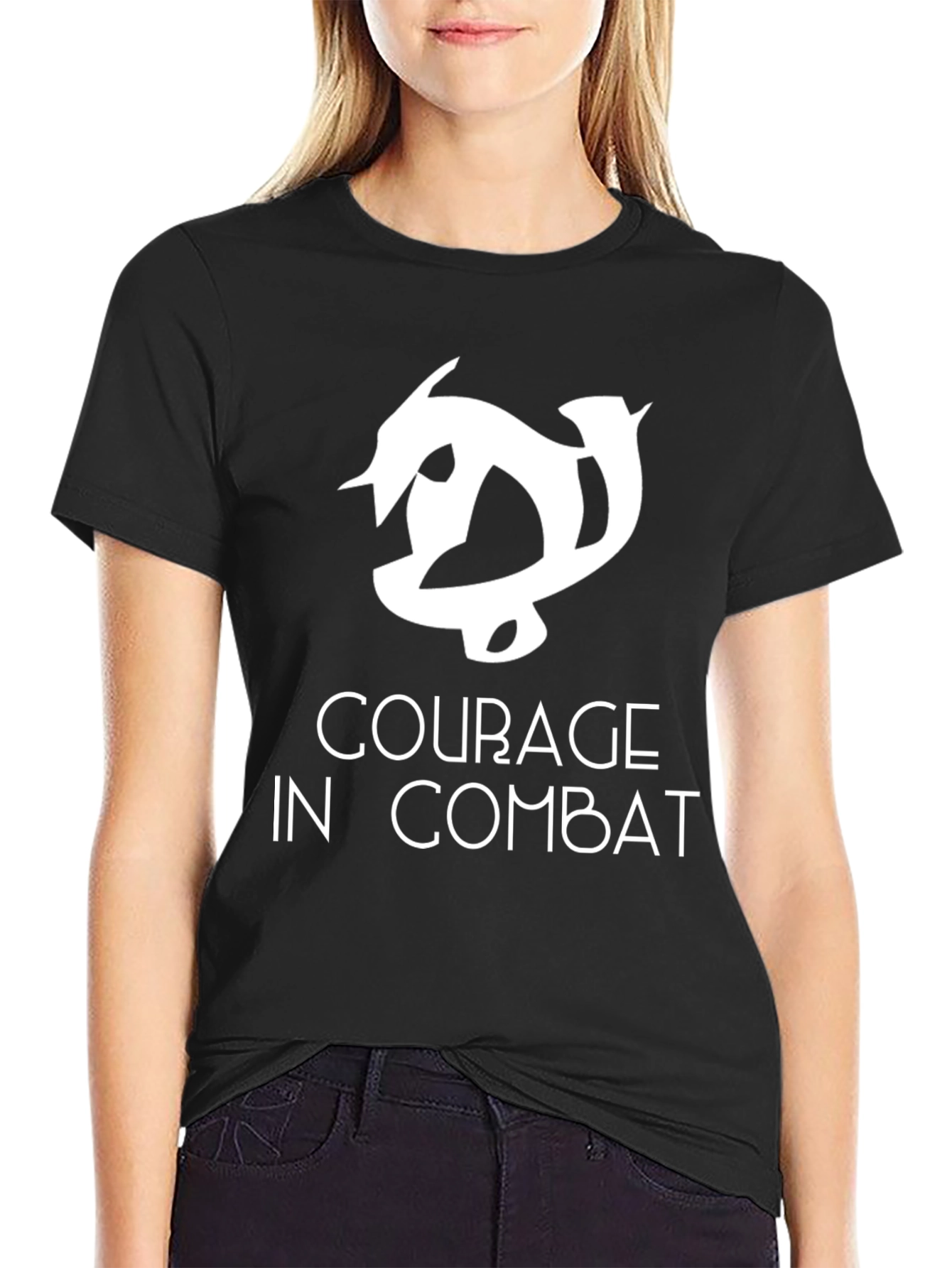 Black Courage In Combat Graphic T-Shirt - Bold Design view 2