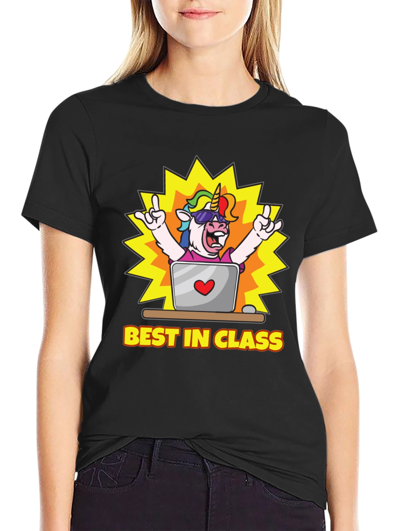 Black Best in Class Unicorn T-Shirt - Novelty Graphic Tee view 2