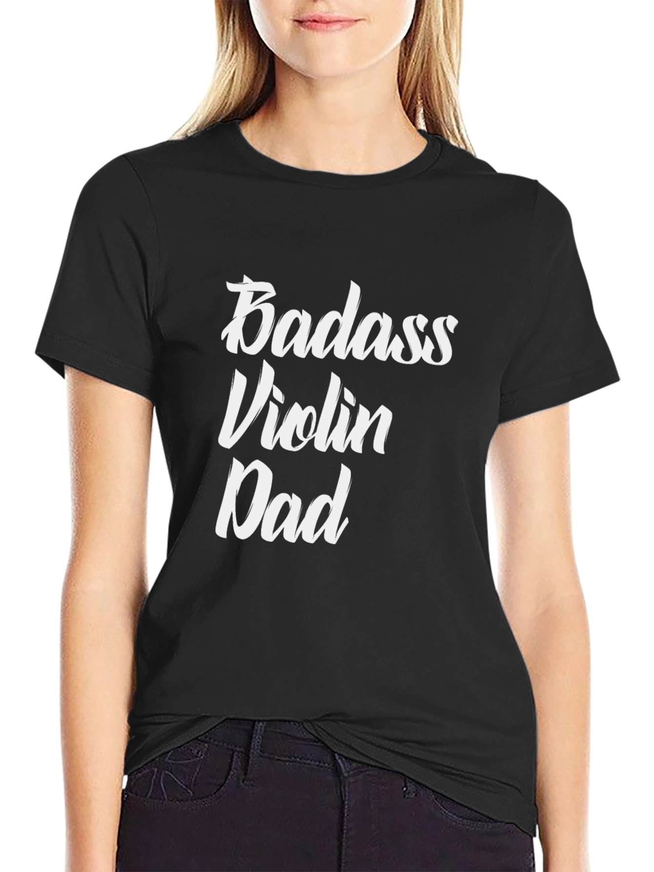 Black Badass Violin Dad Graphic Tee - Black T-Shirt view 2