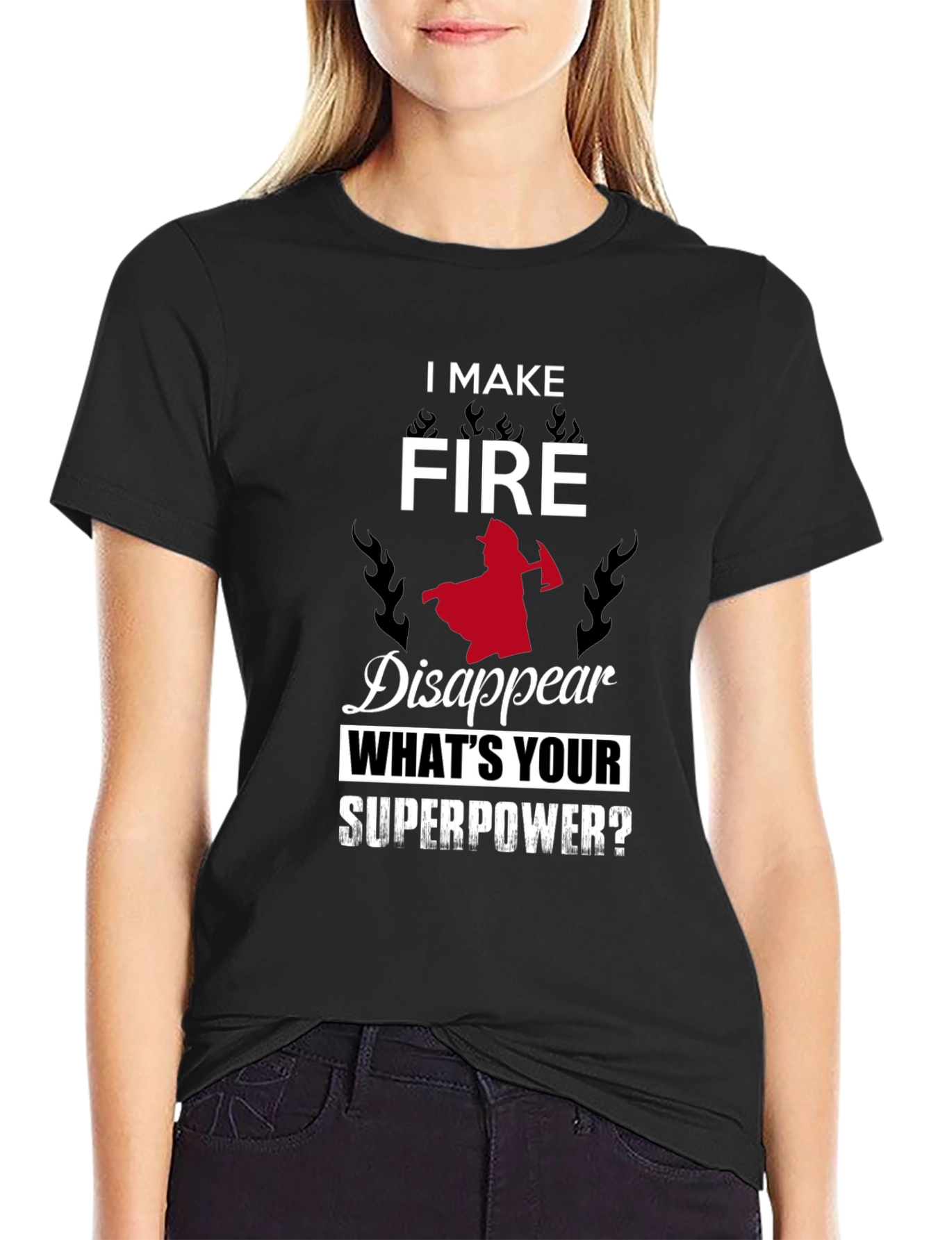 Black Firefighter Superpower Graphic Tee view 2