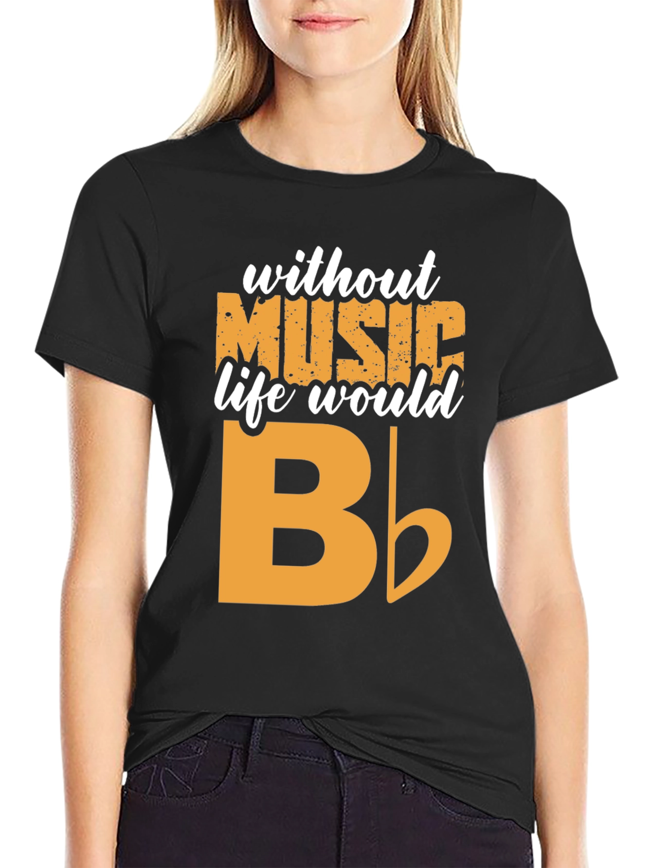 Music T-Shirt - Without Music Life Would B Flat - 2