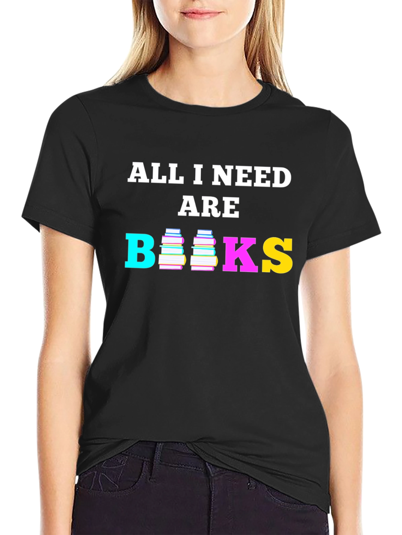 Black All I Need are Books T-Shirt view 2