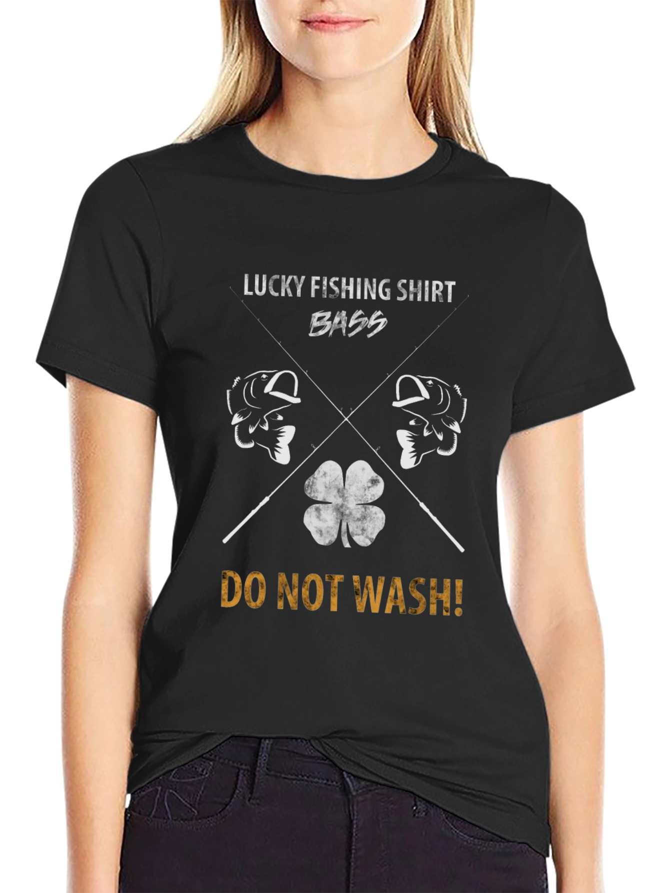 Black Lucky Fishing Bass Graphic Tee - Do Not Wash! view 2