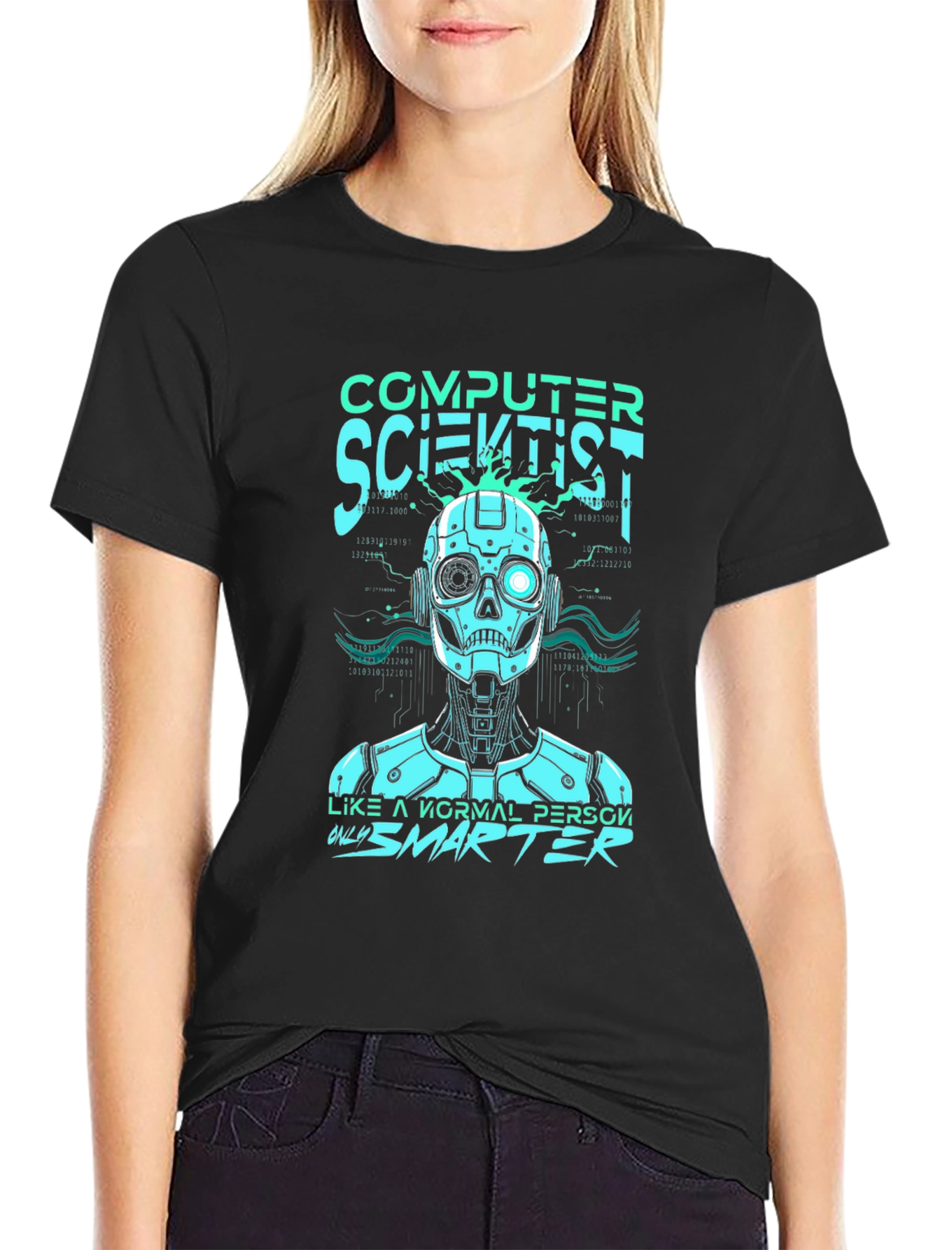 Black Computer Scientist Robot Graphic Tee view 2