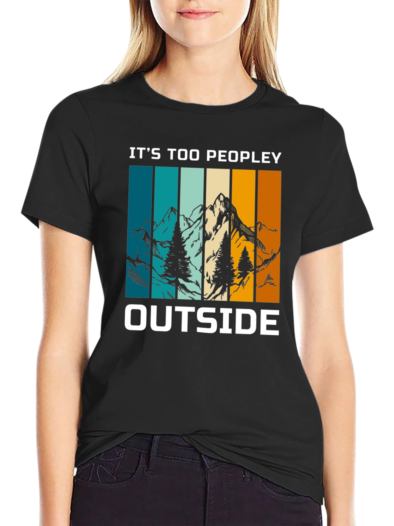 Black It's Too Peopley Outside Graphic Tee view 2