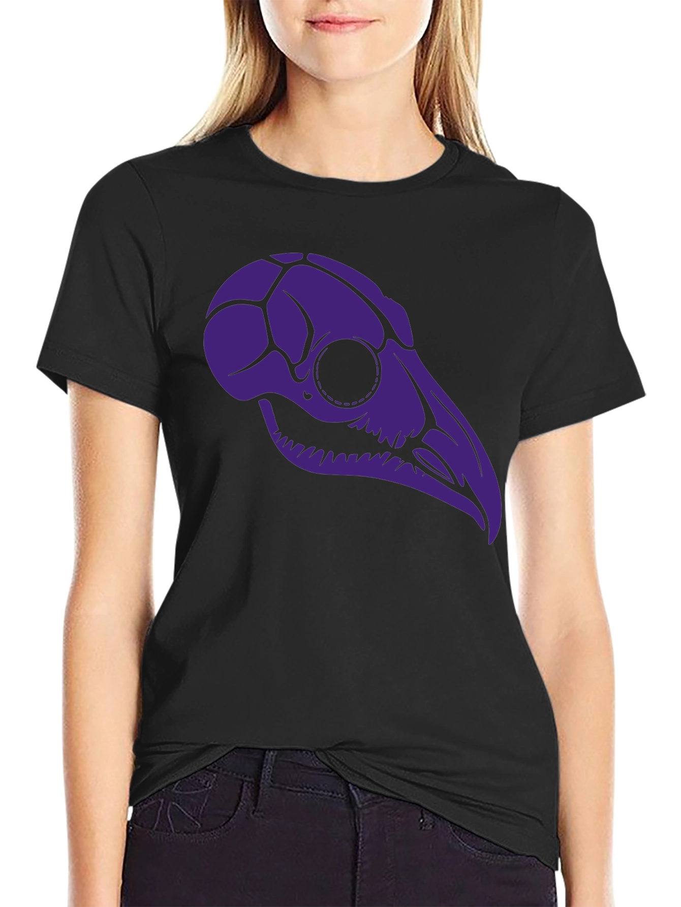 Black Raven Skull Graphic Tee - Black T-Shirt view 2