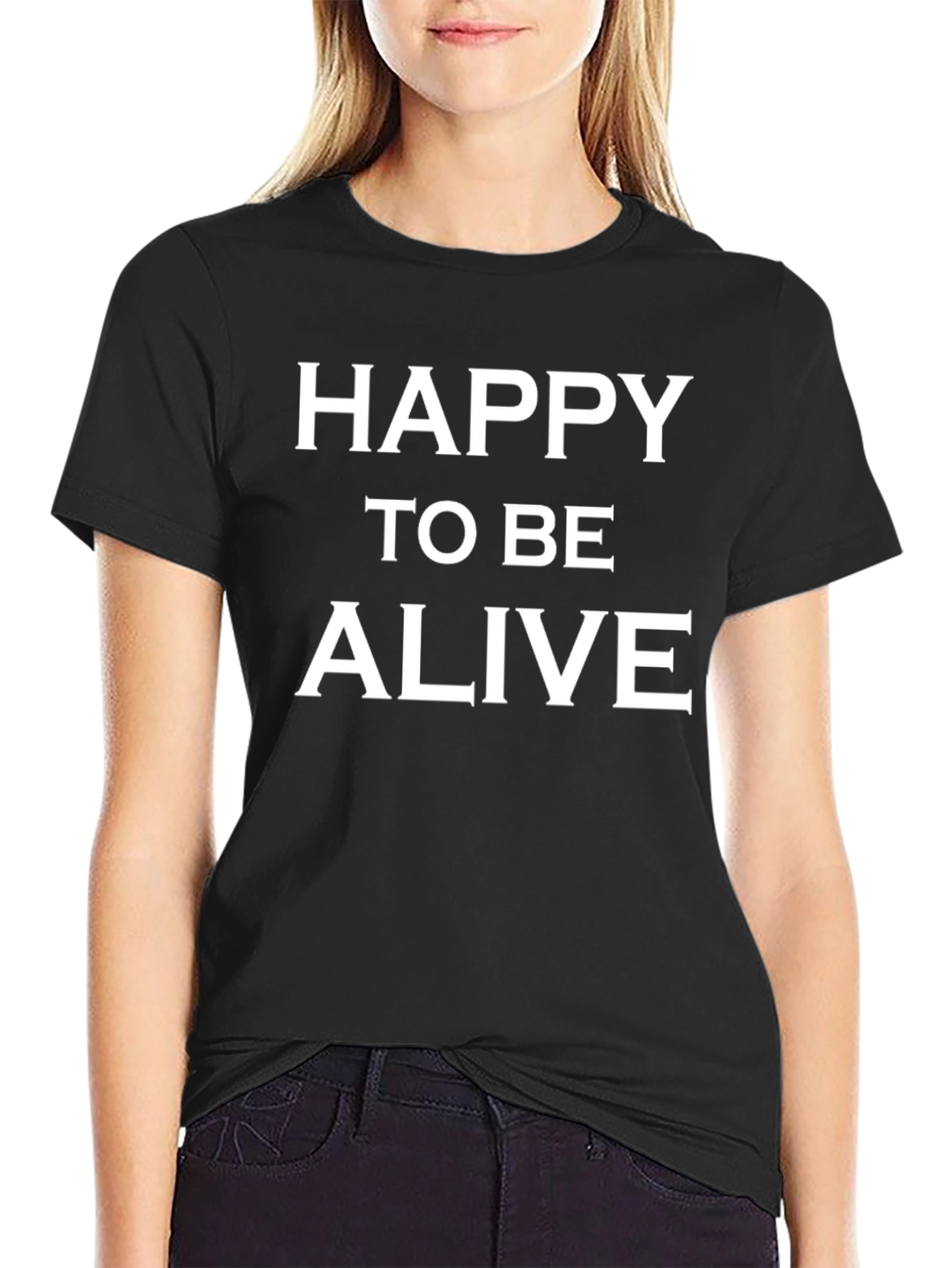 Black Happy to Be Alive Graphic Tee - Black view 2