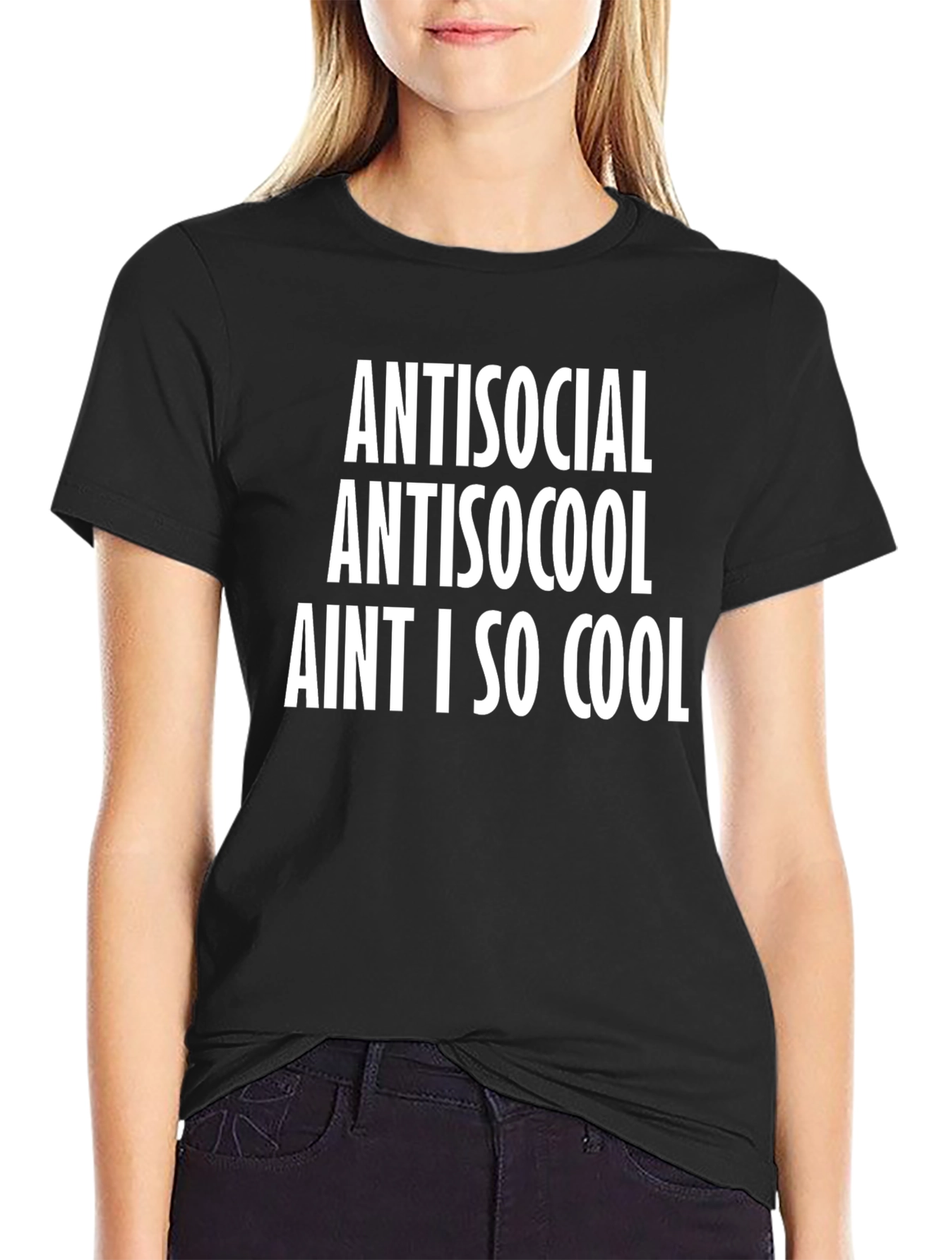Black Antisocial T-Shirt - Funny Slogan Tee view 2
