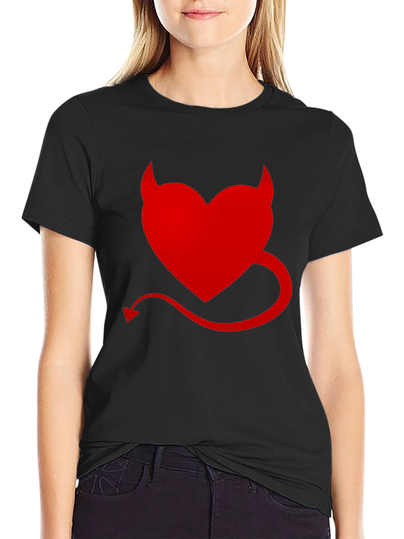 Black Devil Heart Graphic Tee - Men's Black T-Shirt view 2