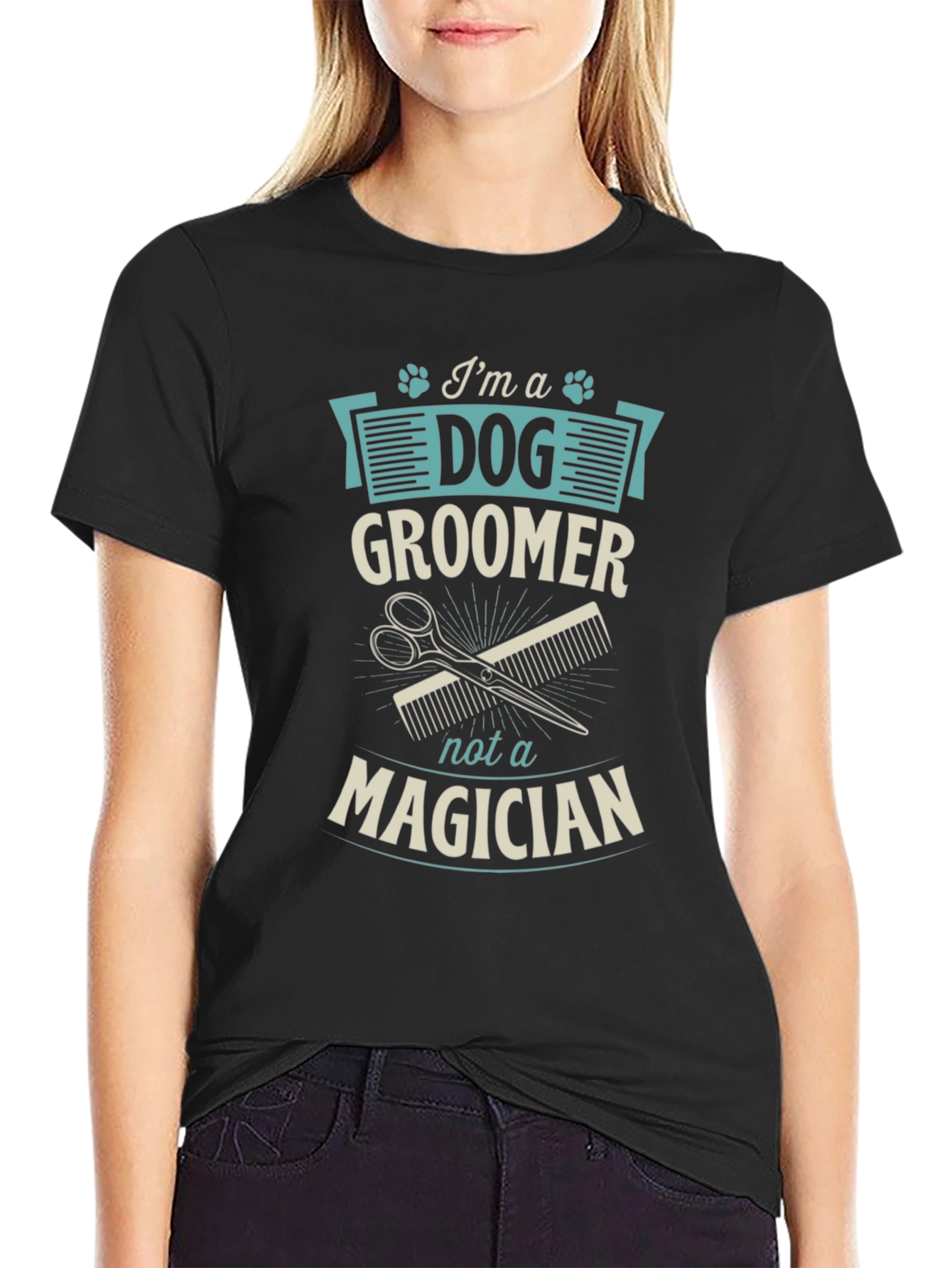 Black Dog Groomer T-Shirt - Funny Pet Grooming Apparel view 2