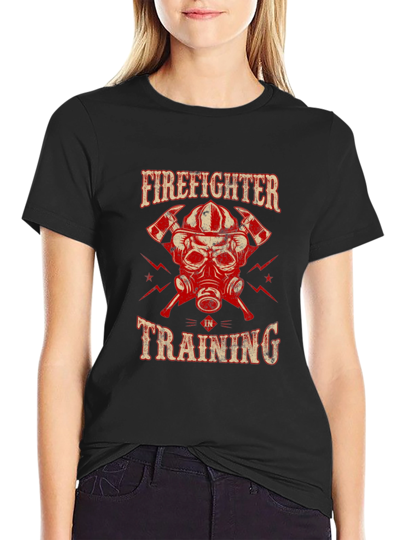 Black Firefighter in Training Graphic T-Shirt view 2