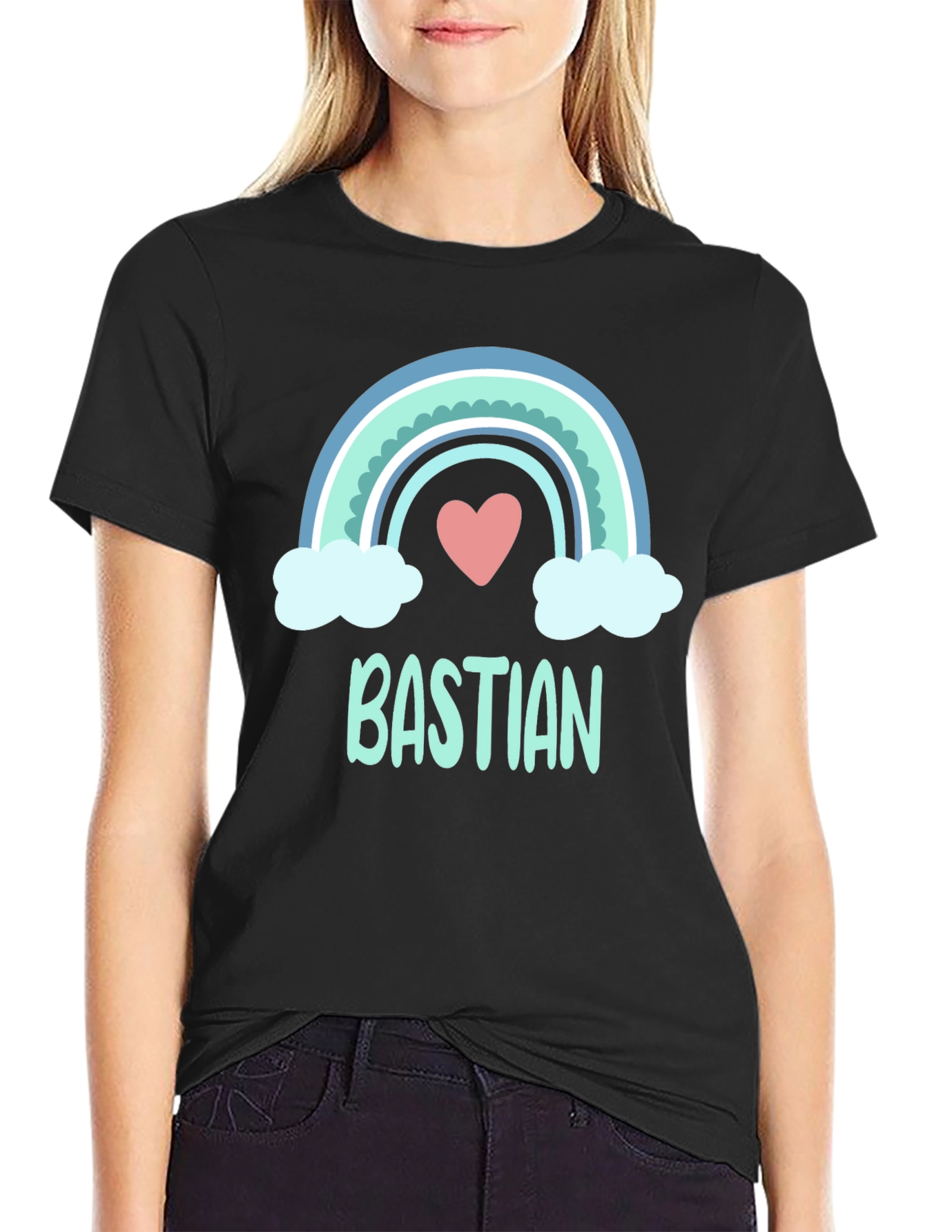 Black Bastian Rainbow Heart T-Shirt view 2