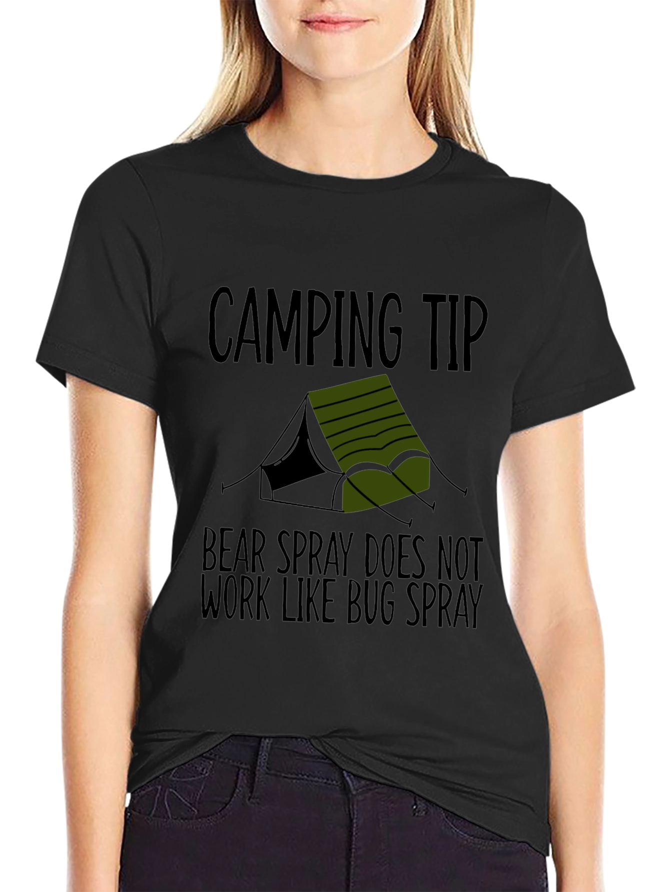 Black Camping Tip Bear Spray T-Shirt view 2