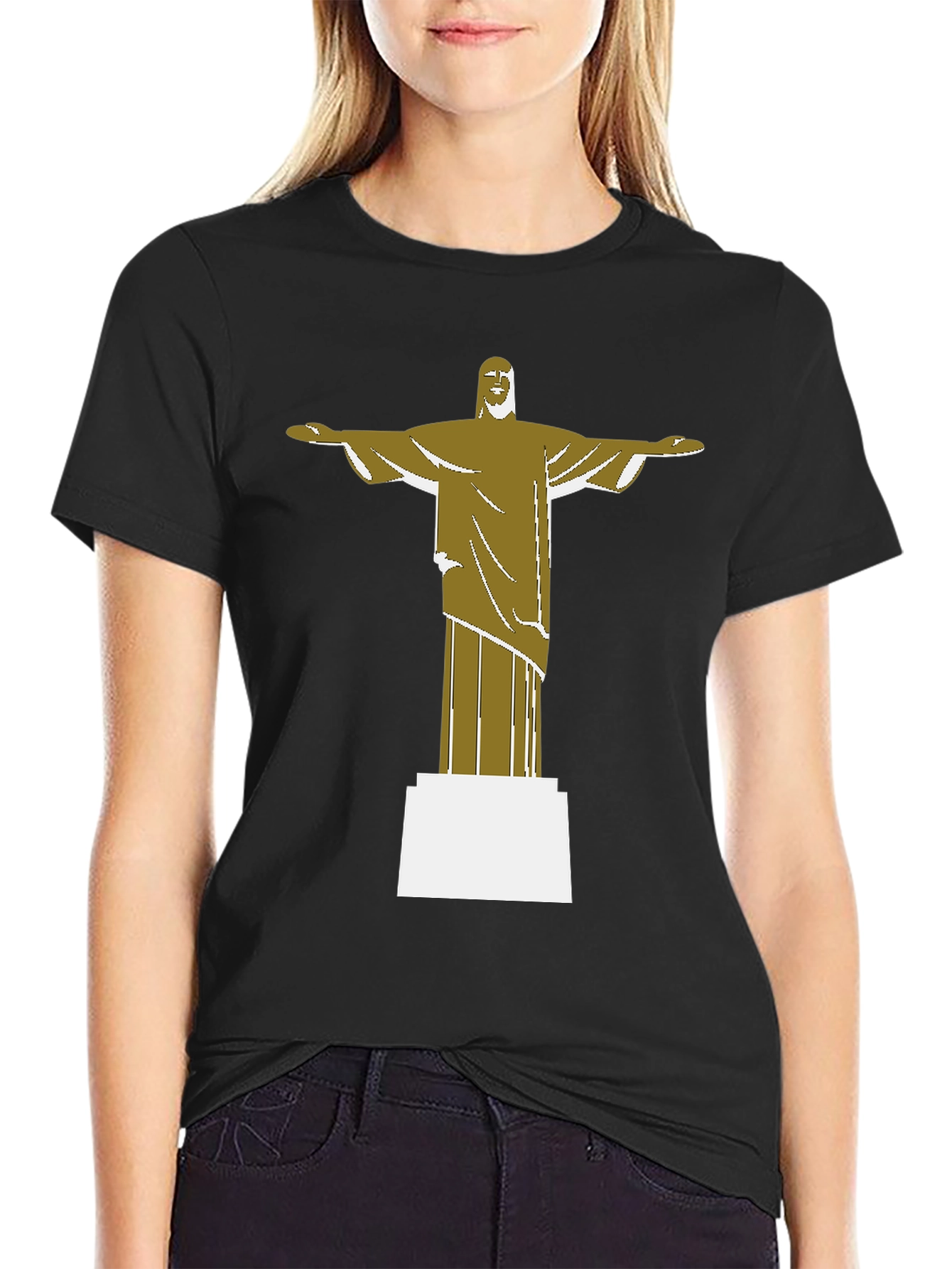Black Christ the Redeemer Graphic Tee - Black Cotton Blend view 2