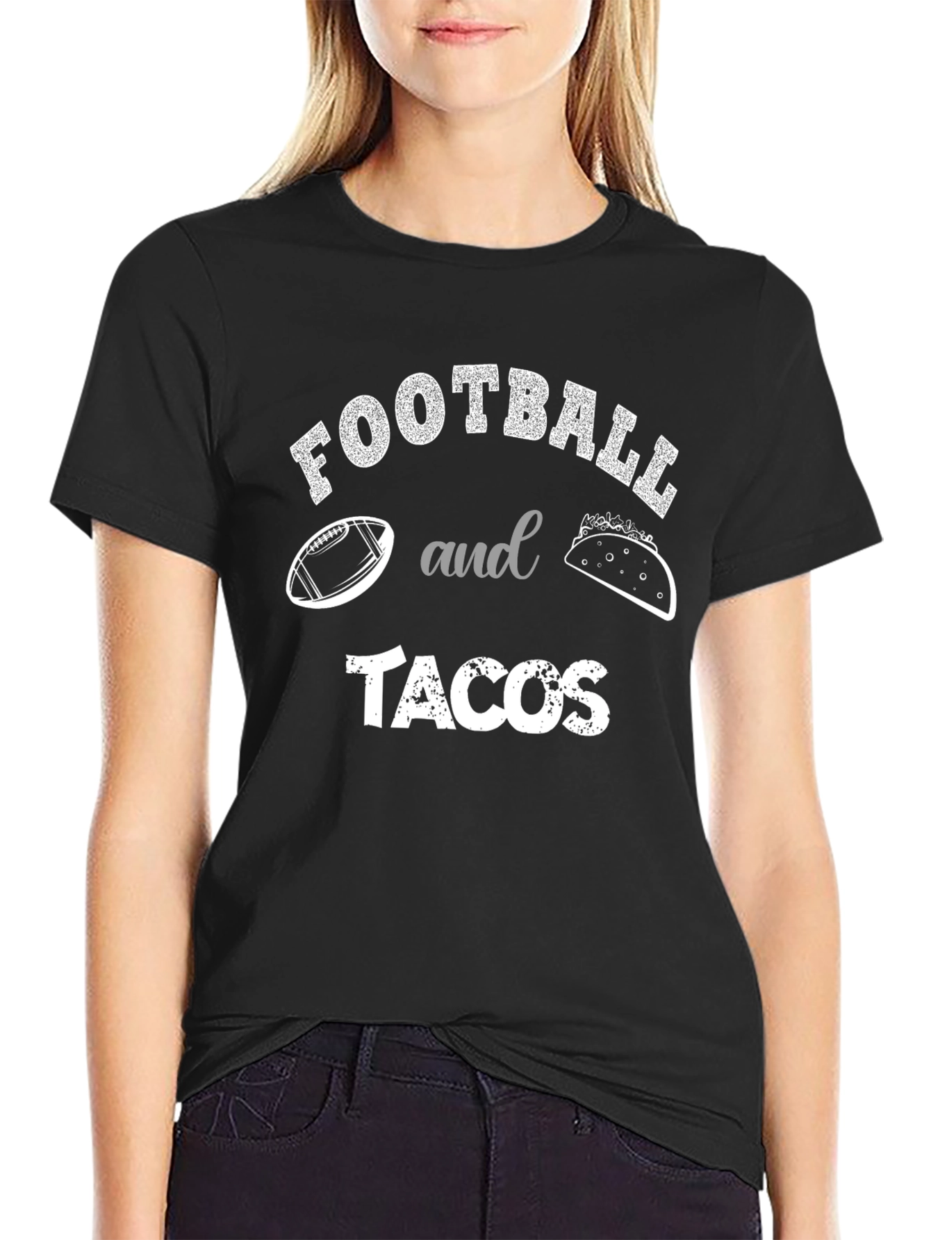 Black Football and Tacos Graphic Tee view 2