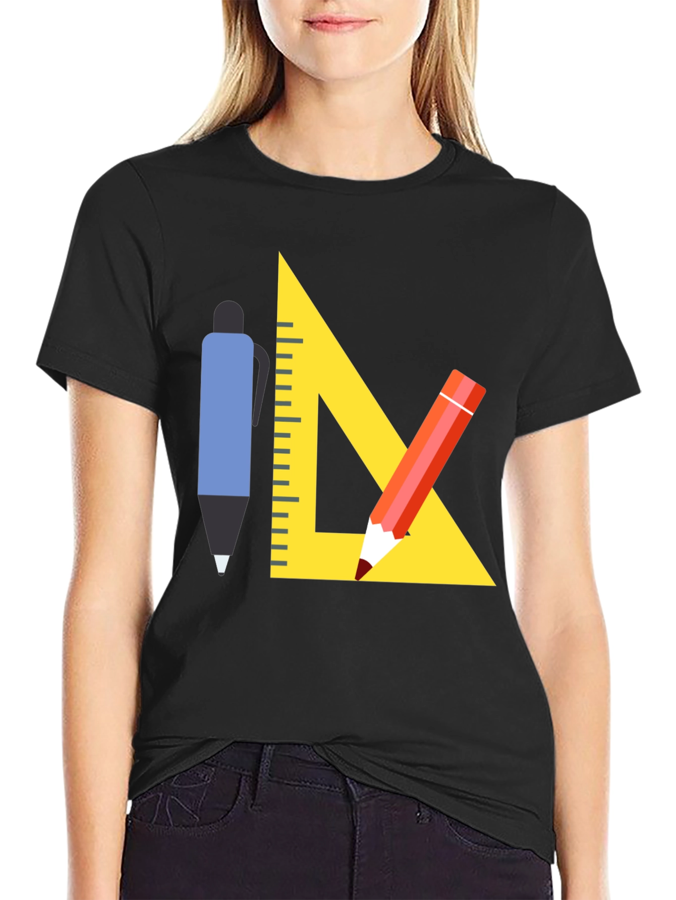 Black Architect T-Shirt - Drafting Tools Graphic Tee view 2