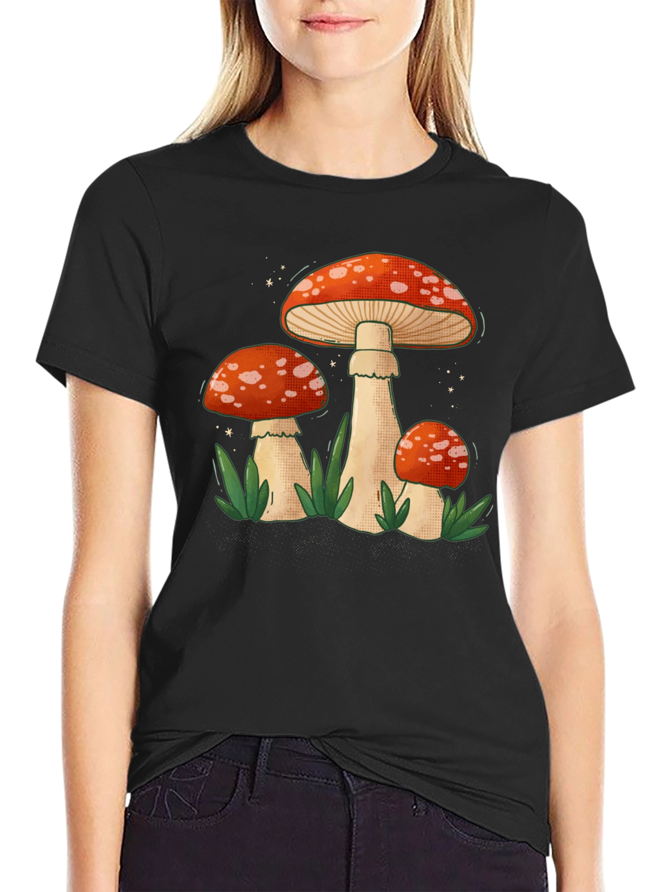 Black Mushroom Graphic Tee - Funky Nature Design view 2