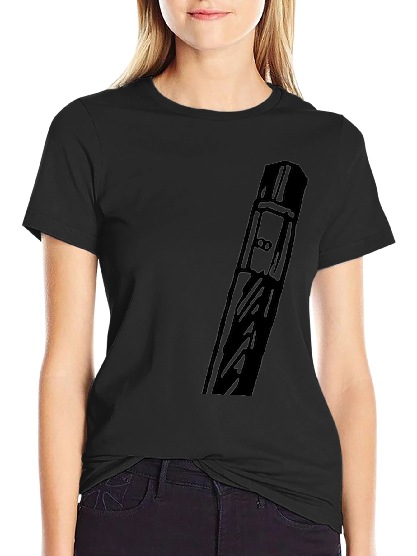Black Modern Black Graphic Tee - Abstract Design view 2