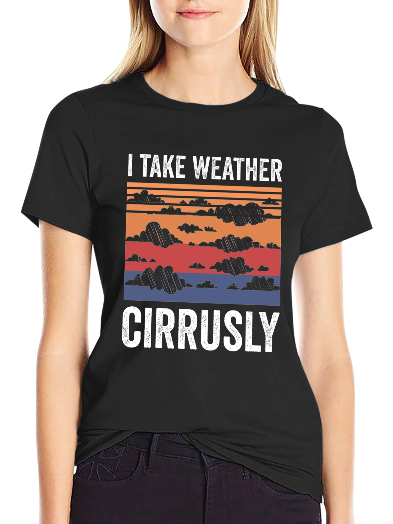 Black Weather Pun T-Shirt - Cirrusly Funny Tee view 2