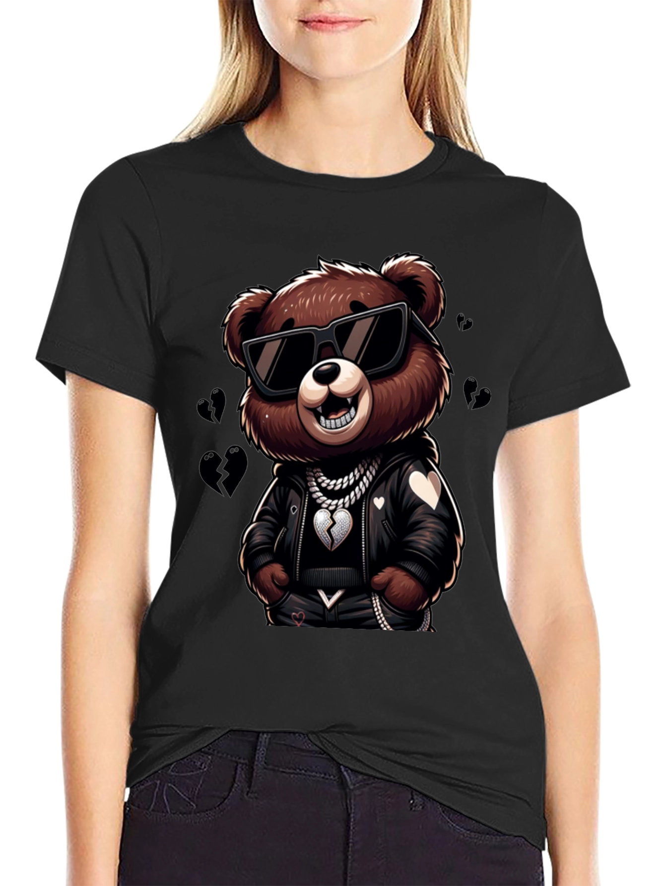 Black Cool Bear Graphic Tee - Stylish & Unique Design view 2