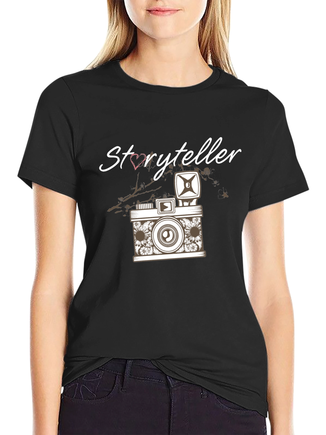 Black Storyteller Camera Graphic T-Shirt - Trendy Casual Tee view 2