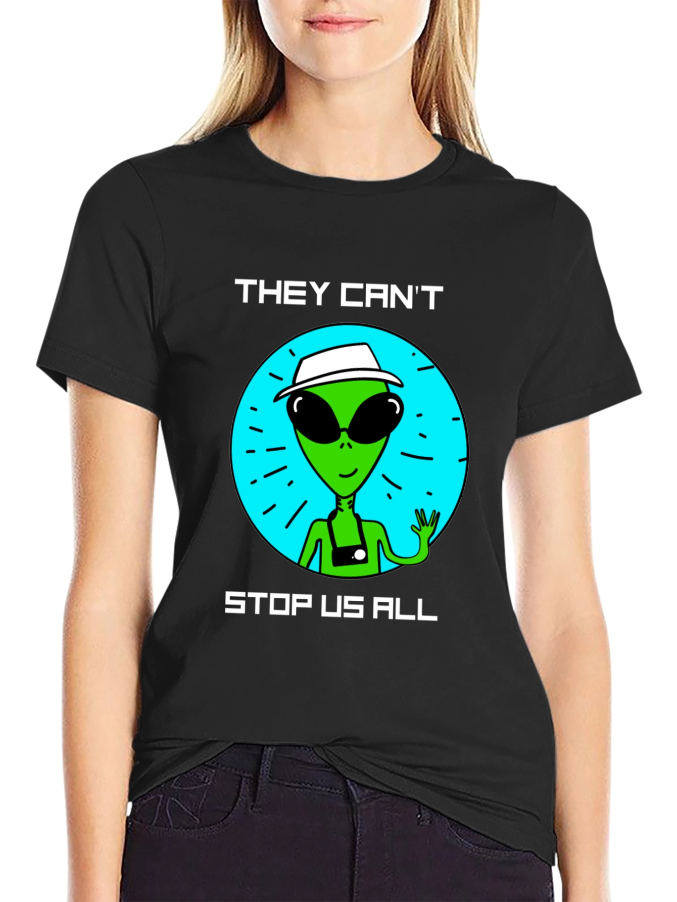 Black Alien Graphic T-Shirt - They Can't Stop Us All view 2