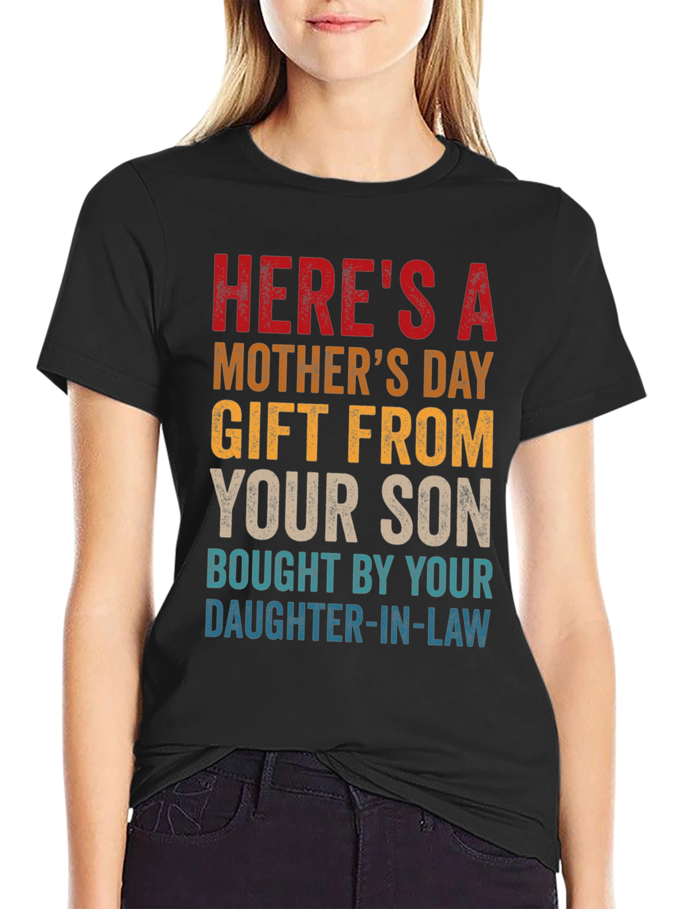 Black Humorous "Gift From Son" Mother's Day T-Shirt view 2
