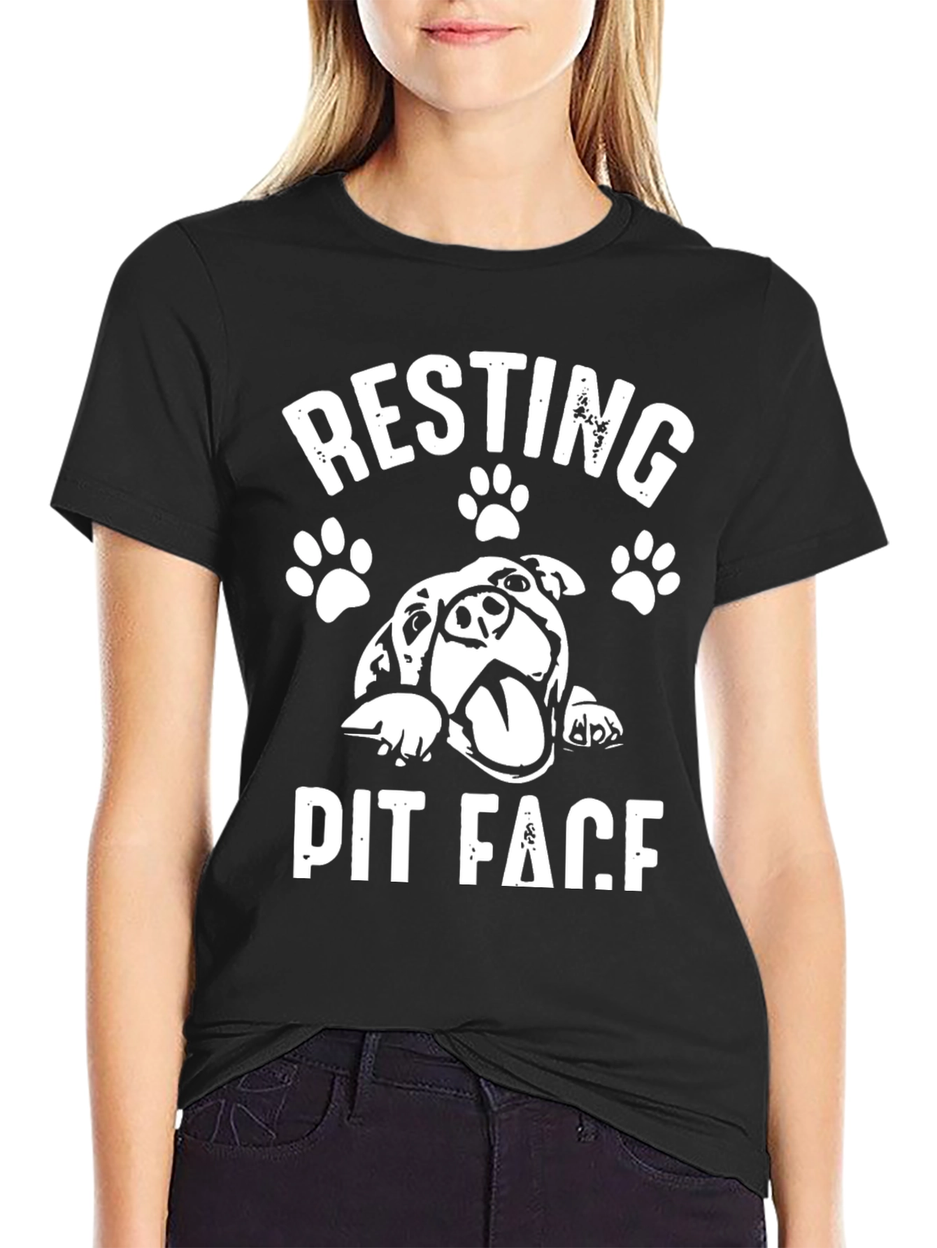 Black Resting Pit Face Dog T-Shirt - Funny Dog Lover Tee view 2