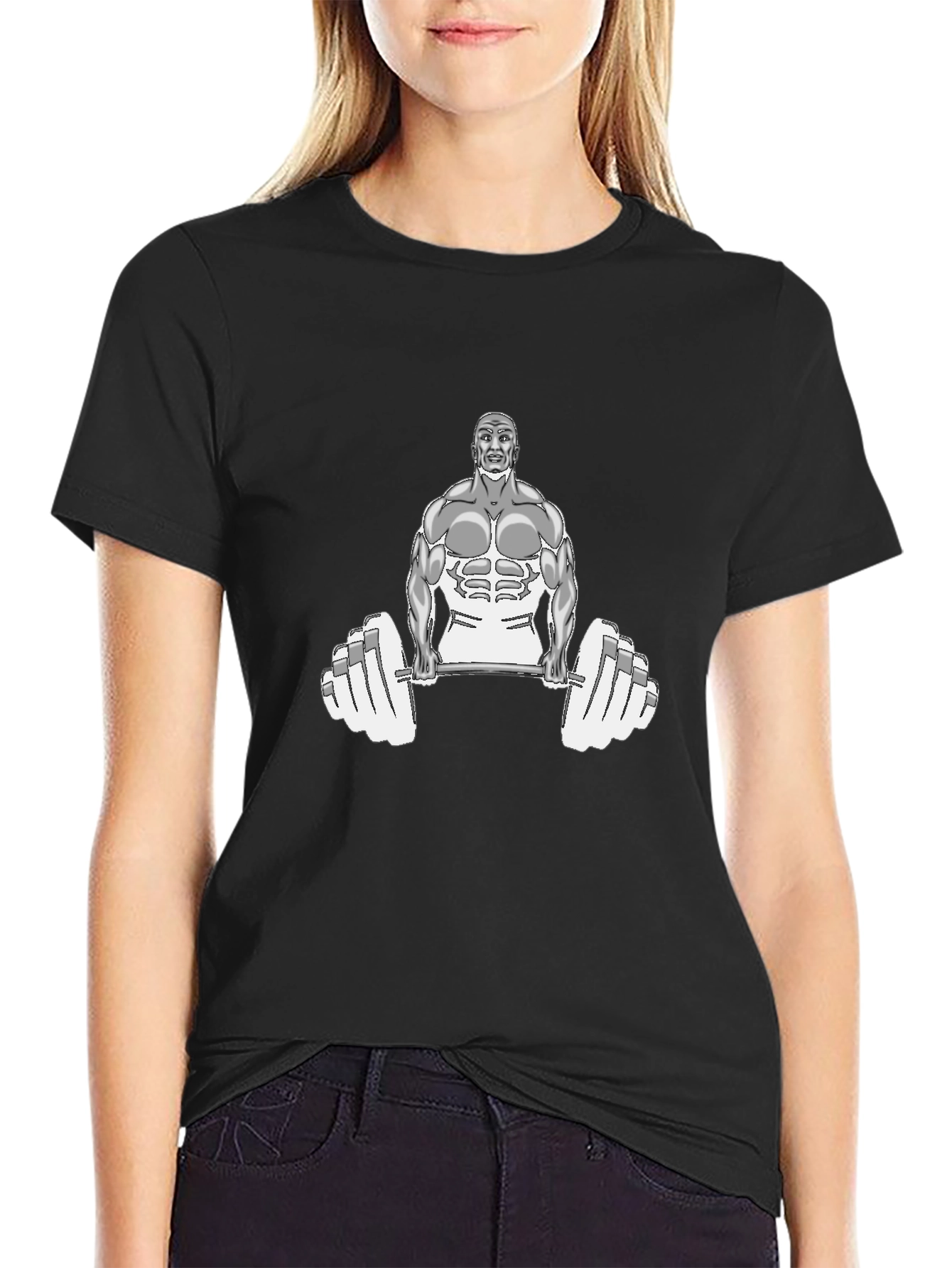 Black Muscle Man Graphic Tee - Workout Shirt view 2