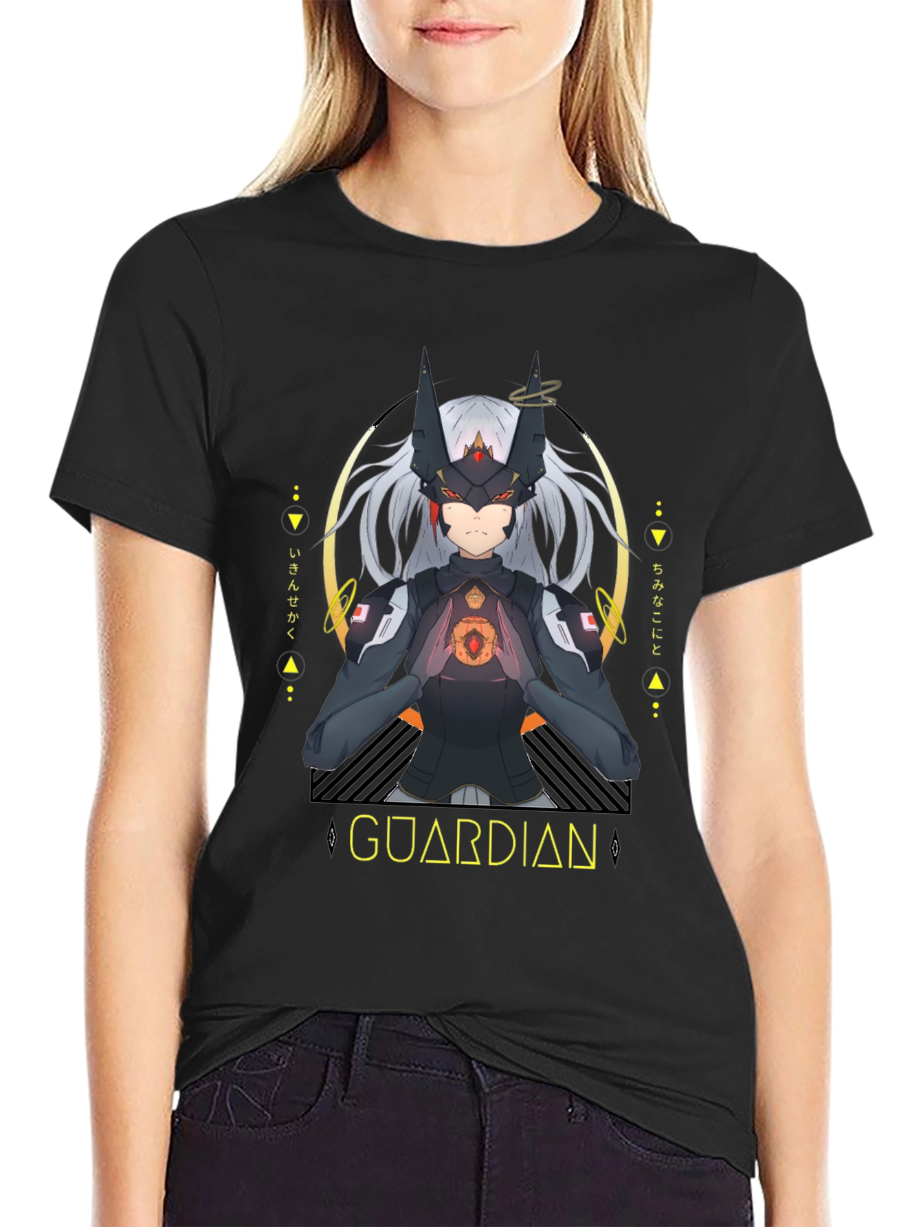 Black Guardian Anime Graphic Black T-Shirt view 2