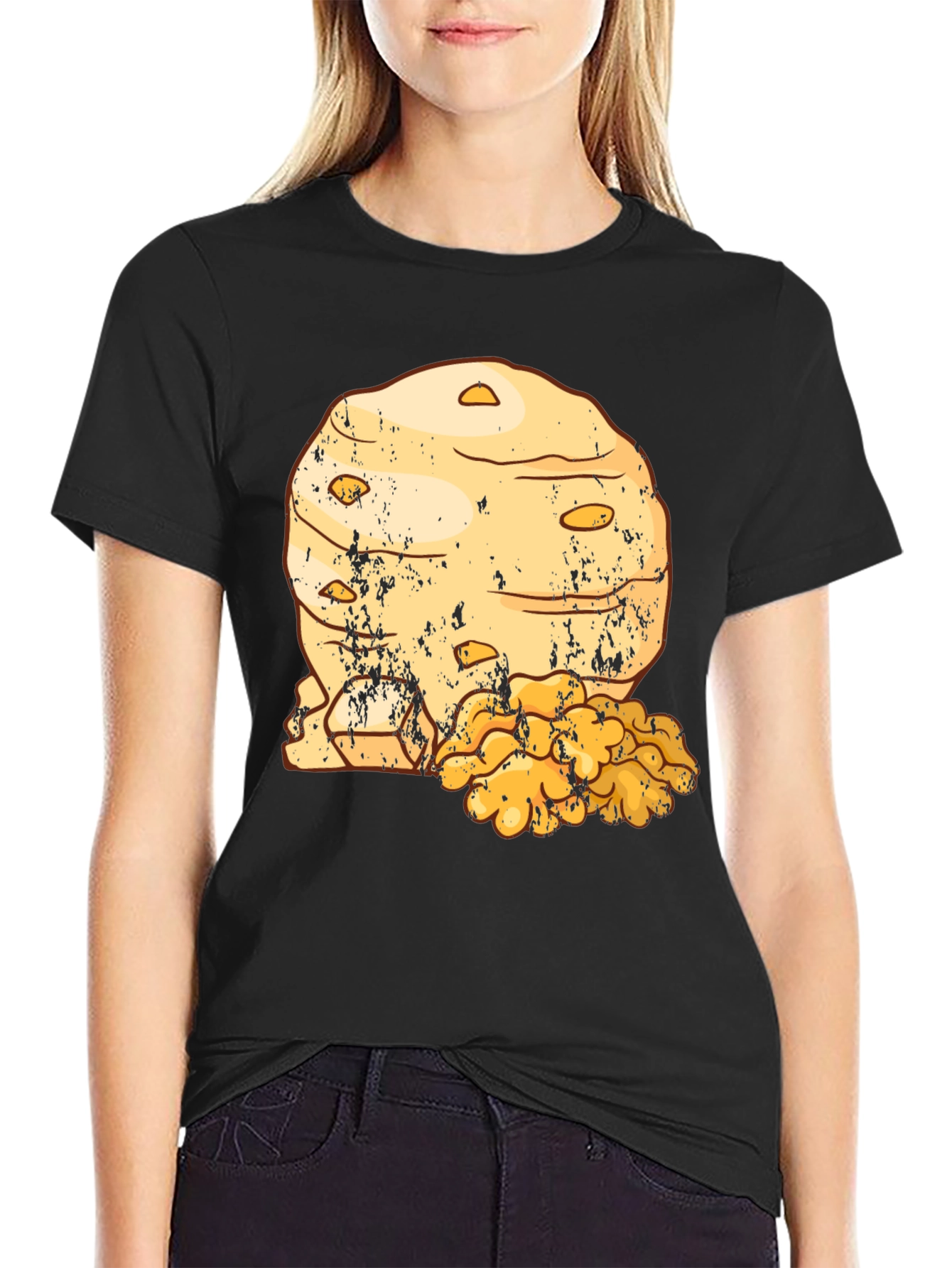 Black Mushroom Graphic Tee - Black Cotton view 2