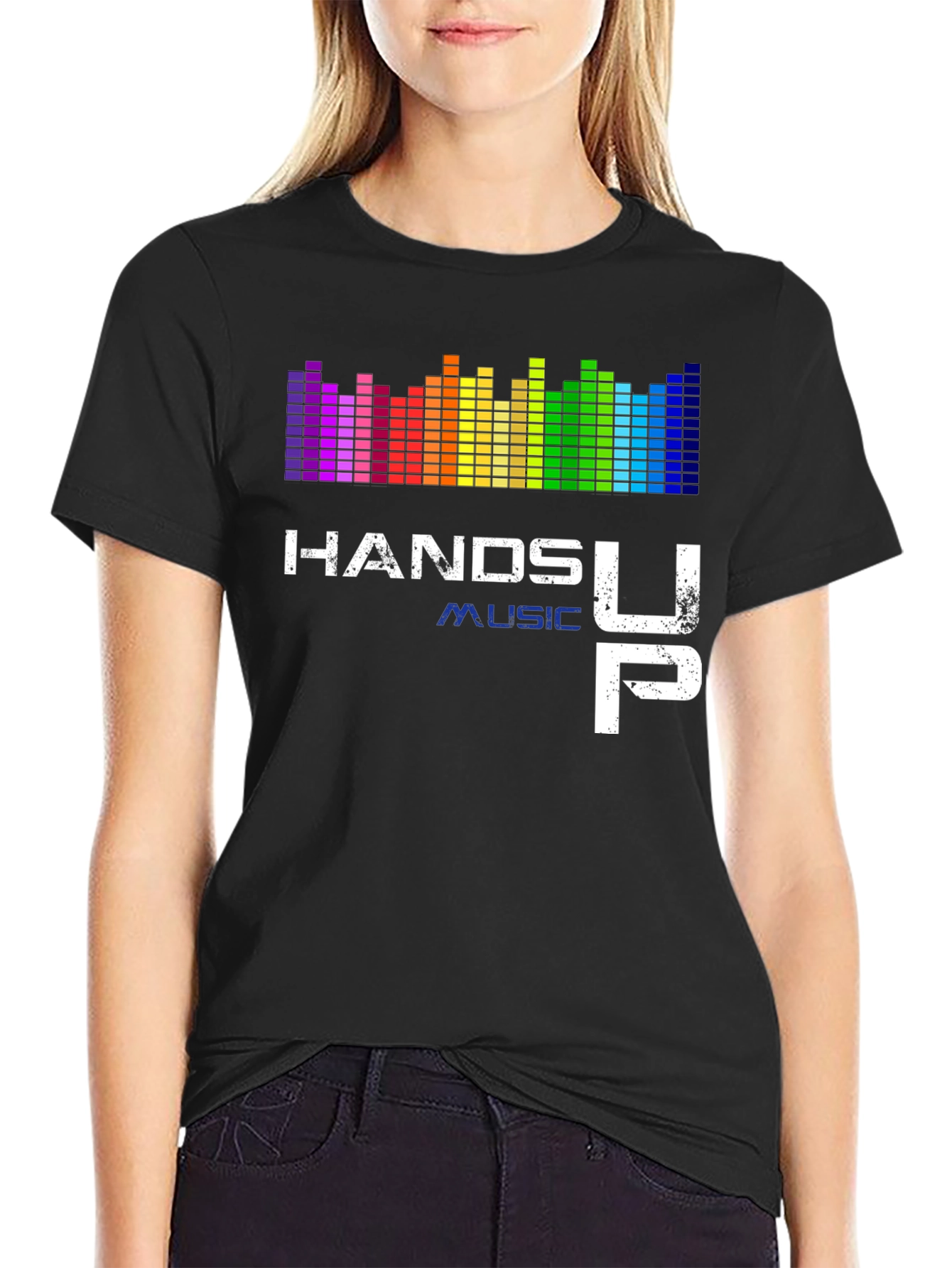 Black Hands Up Music Graphic Tee view 2