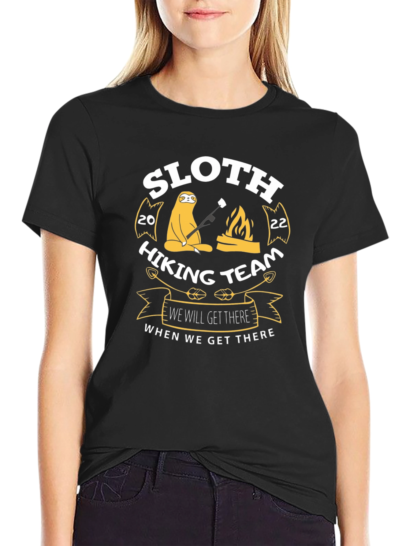 Black Sloth Hiking Team T-Shirt - Funny Graphic Tee view 2