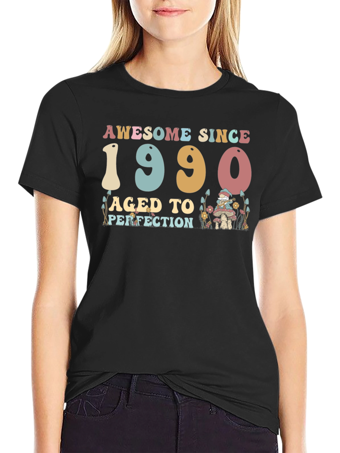Black Awesome Since 1990 T-Shirt - Aged to Perfection view 2