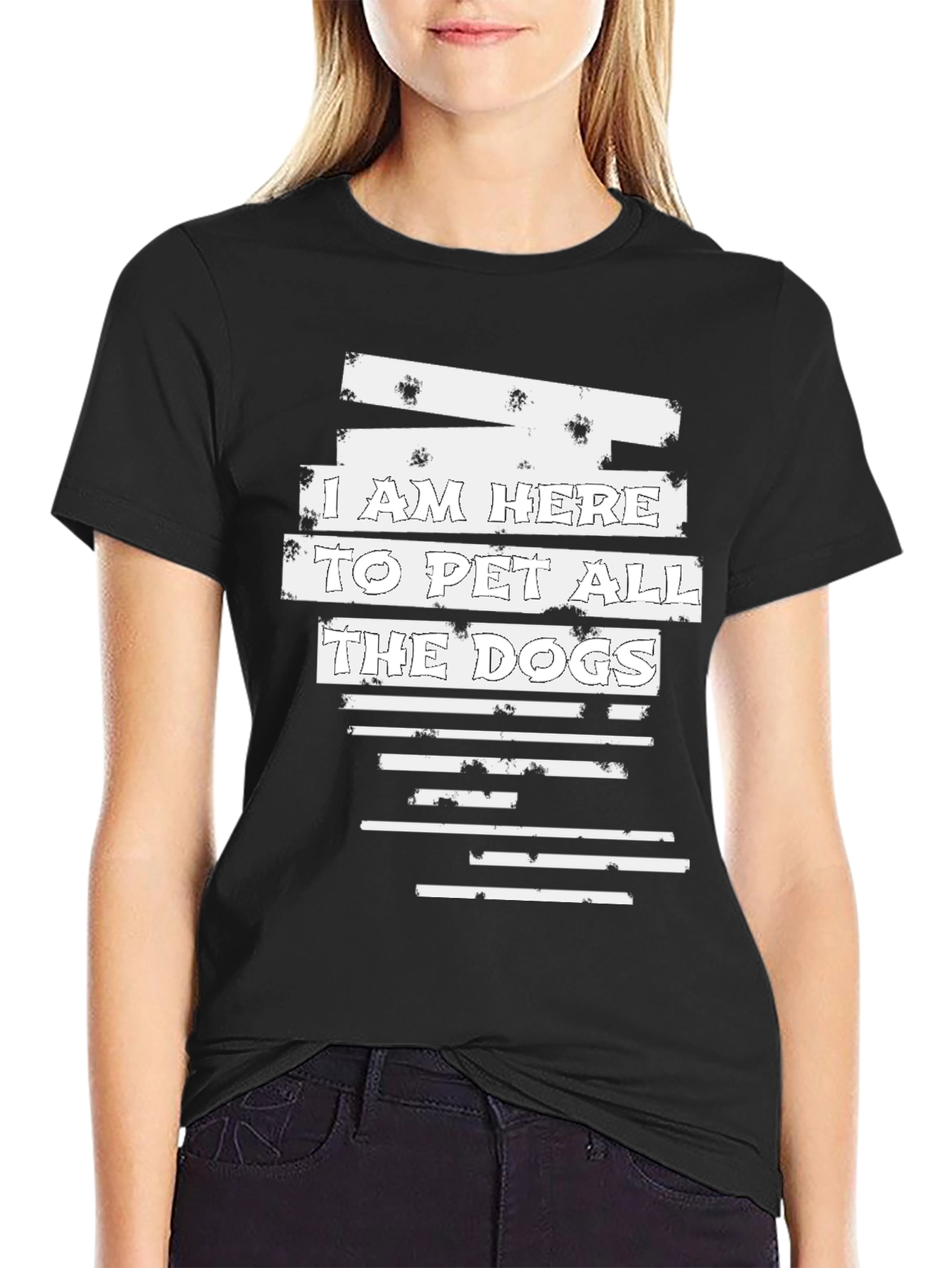 Black I Am Here to Pet All the Dogs T-Shirt view 2